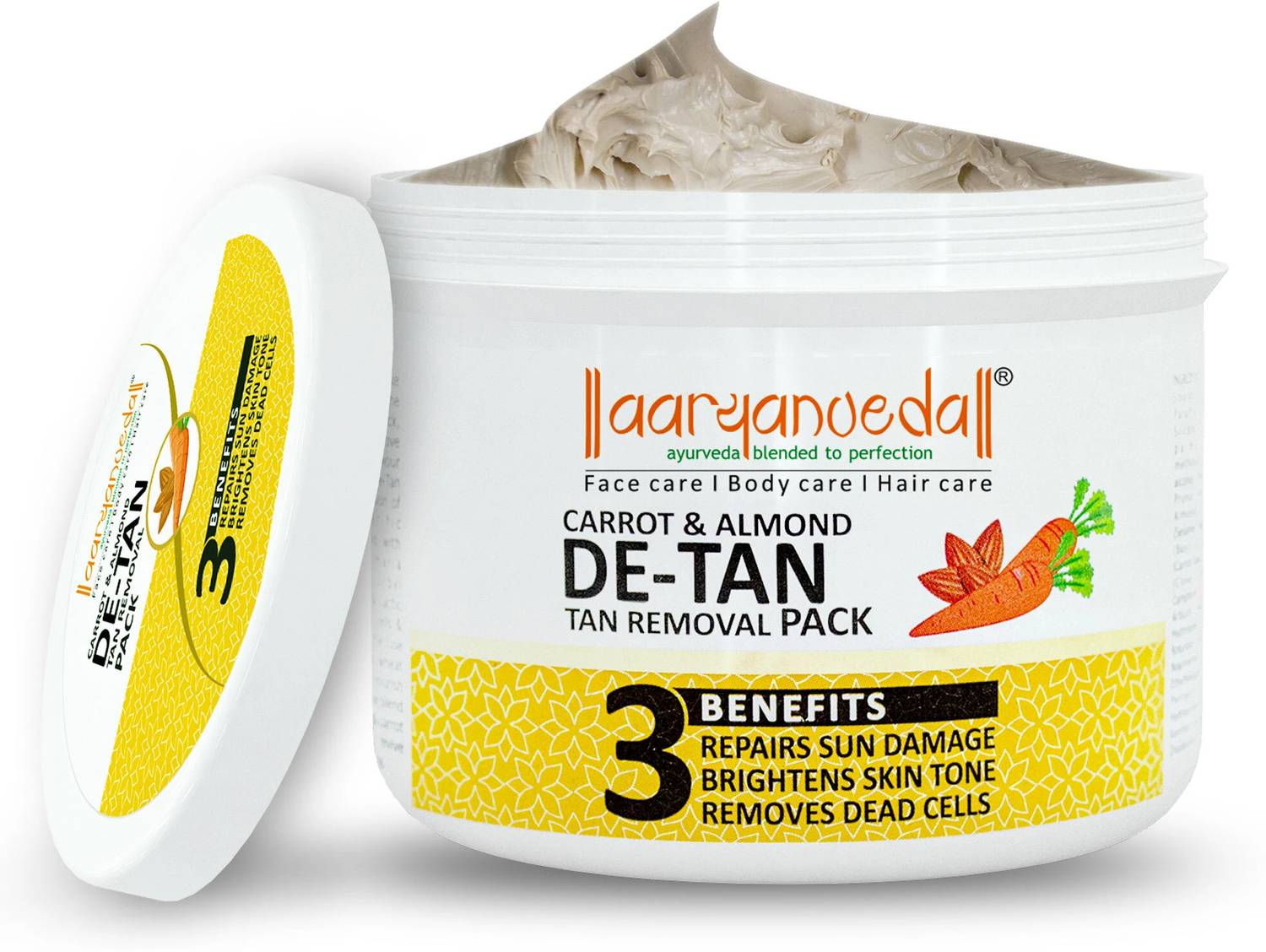Aaryanveda De-Tan Face Pack | Tan Removal for Brighter, Glowing Skin and Even Skin Tone