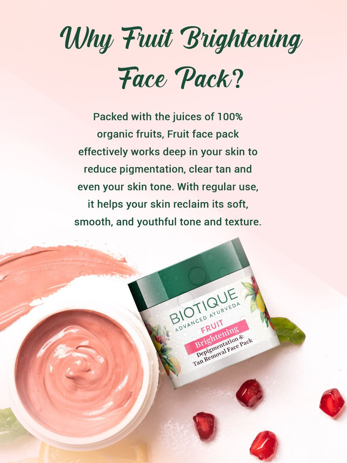 Image of BIOTIQUE Fruit Brightening Depigmentation & Tan Removal Face Pack