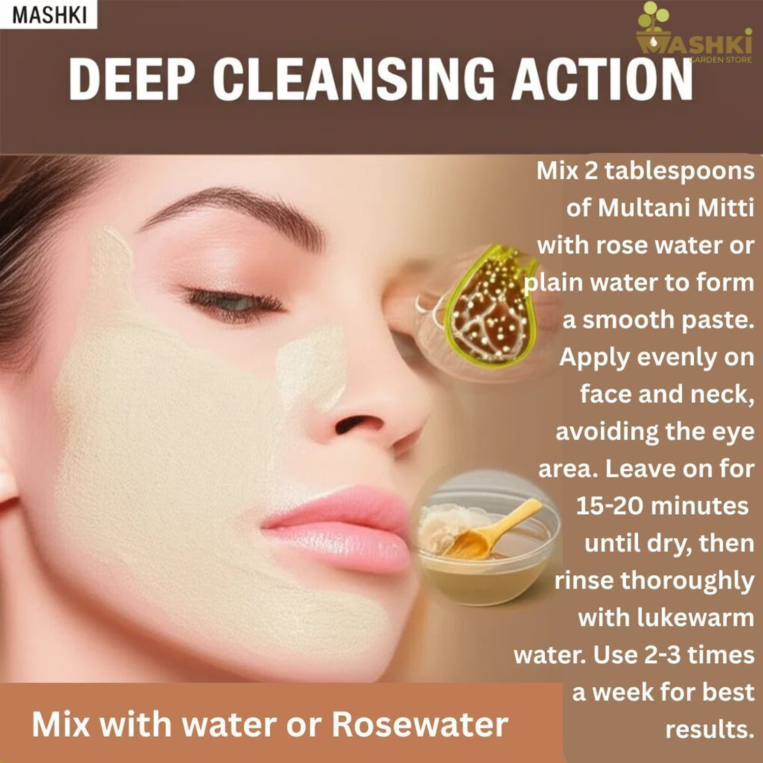 Image of MASHKI Multani Mitti 900 grams For Glowing Skin and Hair