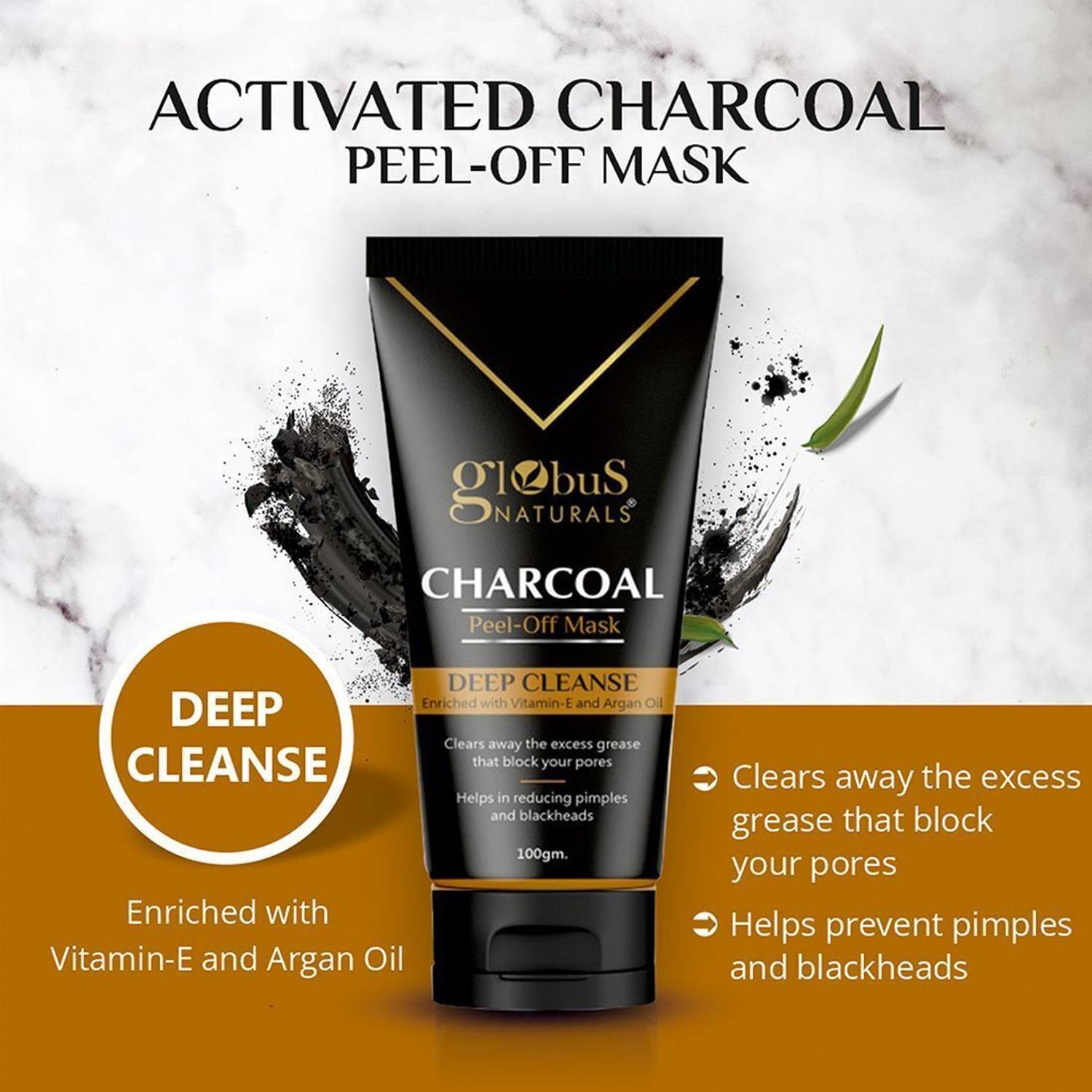 Globus Naturals Activated Charcoal Peel Off Mask for Men - Image 5
