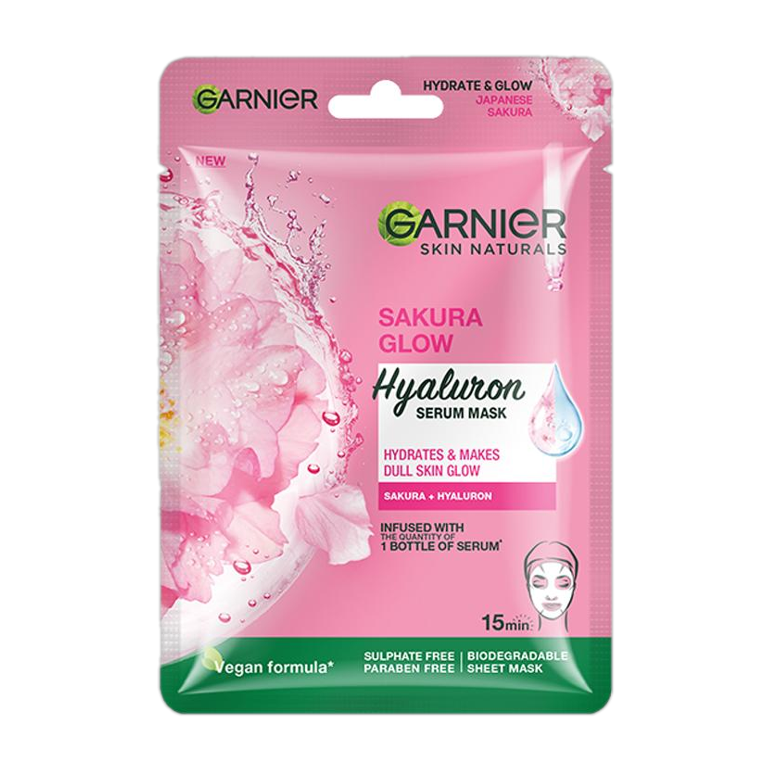 Image of GARNIER Skin Naturals, Sheet Mask, Hydrating & Increases Glow, Sakura Glow