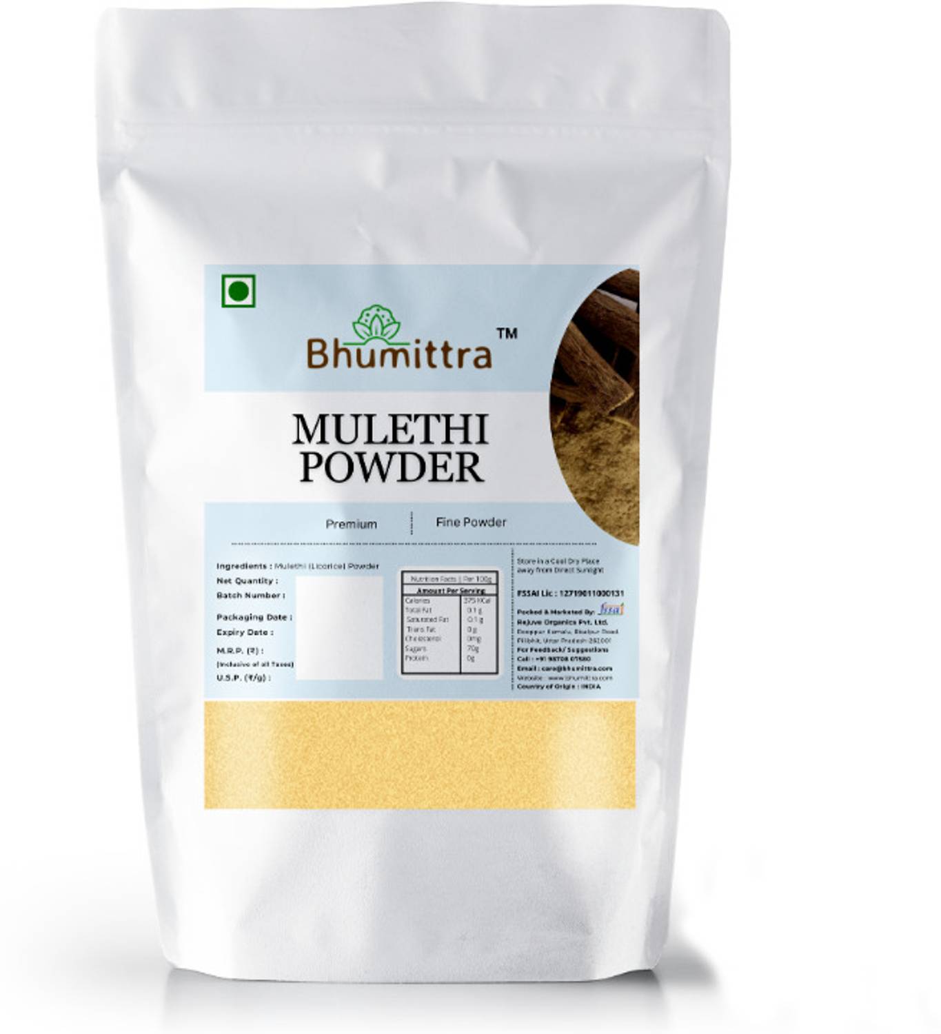 Bhumittra Mulethi Powder 100 G | 100% Pure Mulethi Powder for Face, Healthy Eating