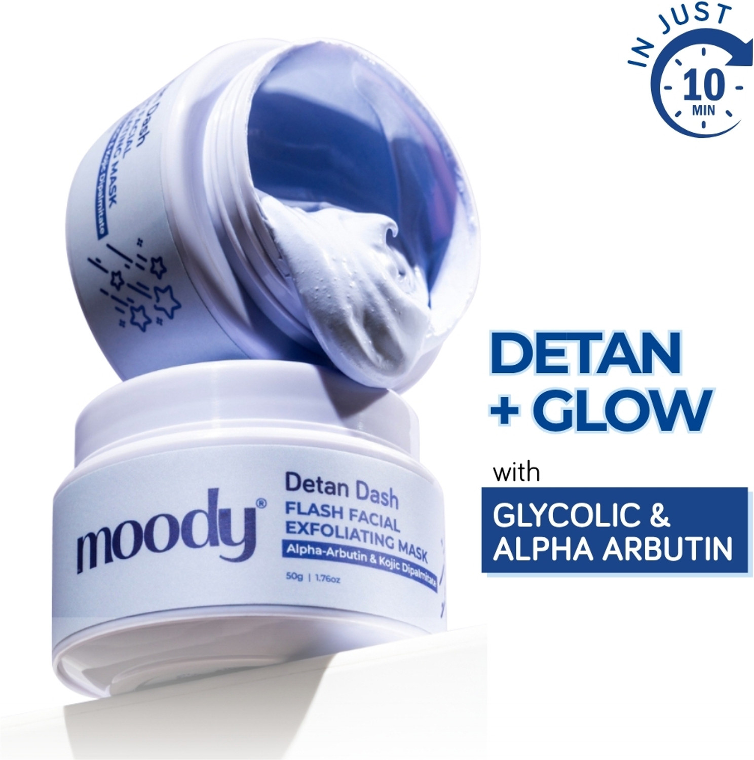 MOODY Detan Dash flash facial exfoliating Mask