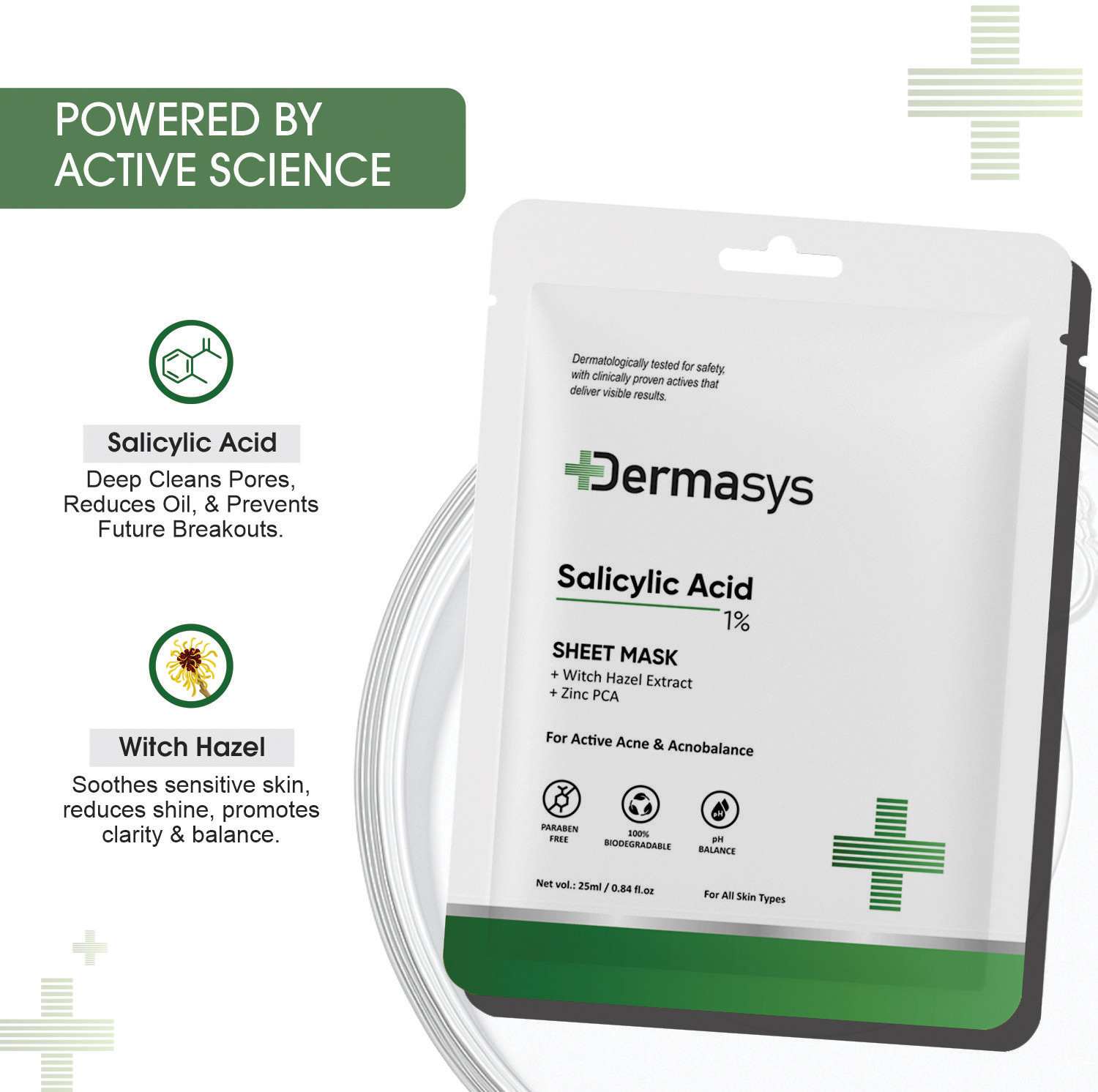 Image of Dermasys 1% Salicylic Acid Sheet Mask for Reduces Acne, Enlarged Pores & Fine Lines