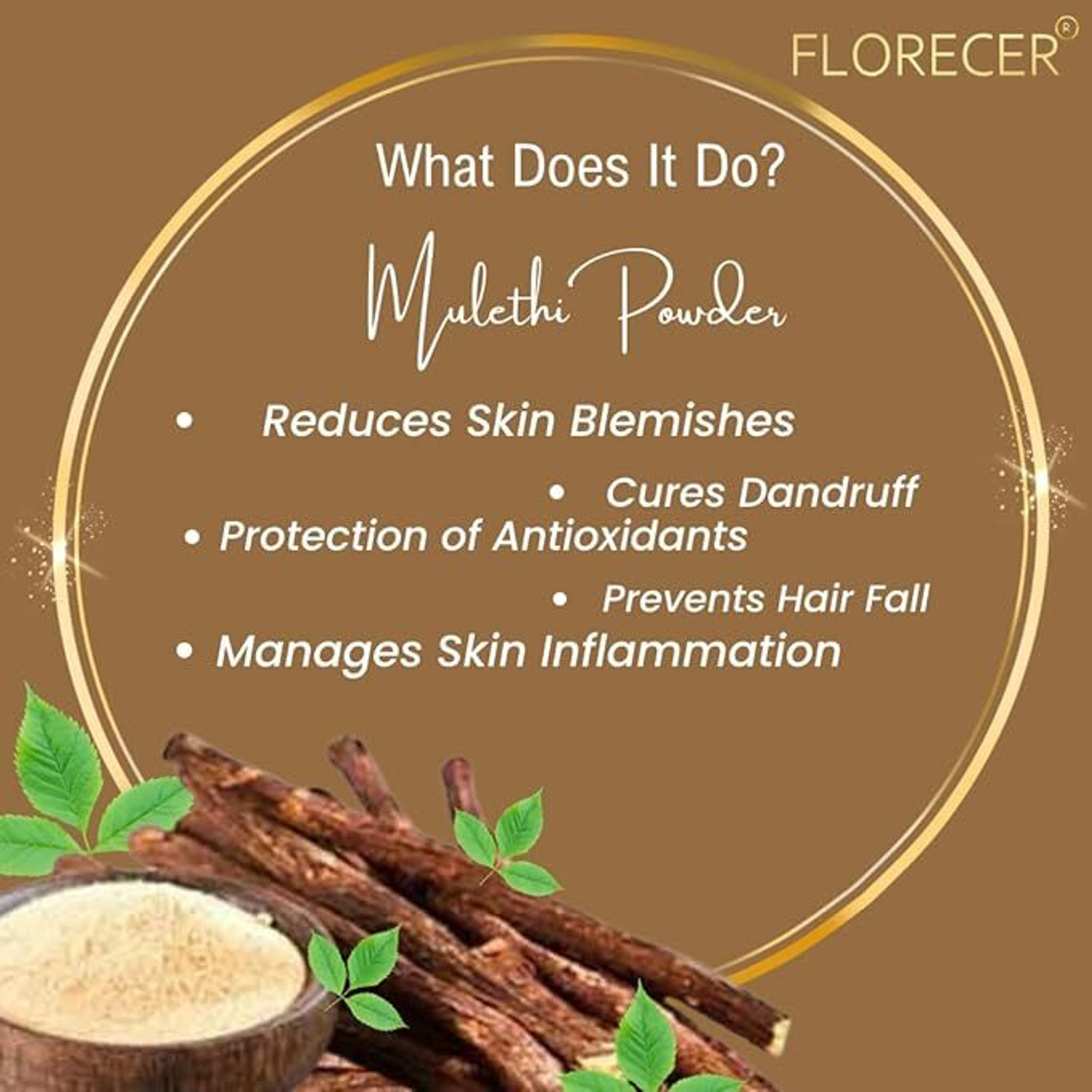 Image of FLORECER Organic Mulethi Powder For Face And Sandalwood Powder