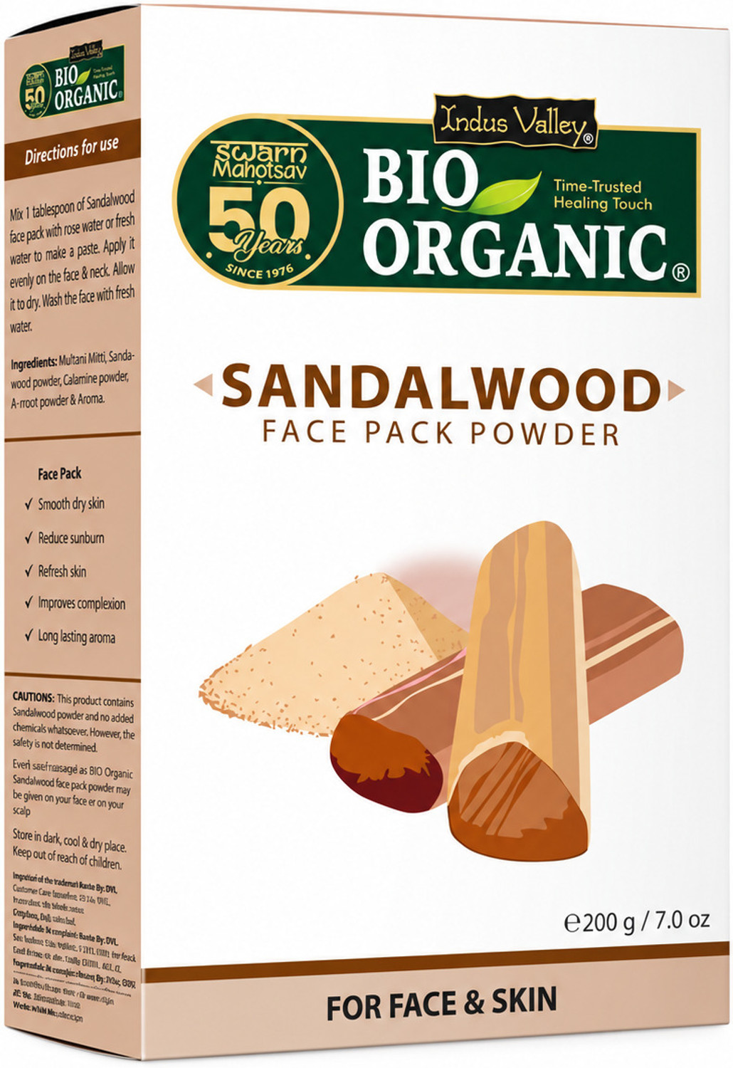 Indus Valley Bio Organic Sandalwood Powder (Chandan powder) for Face Pack & Skin Care