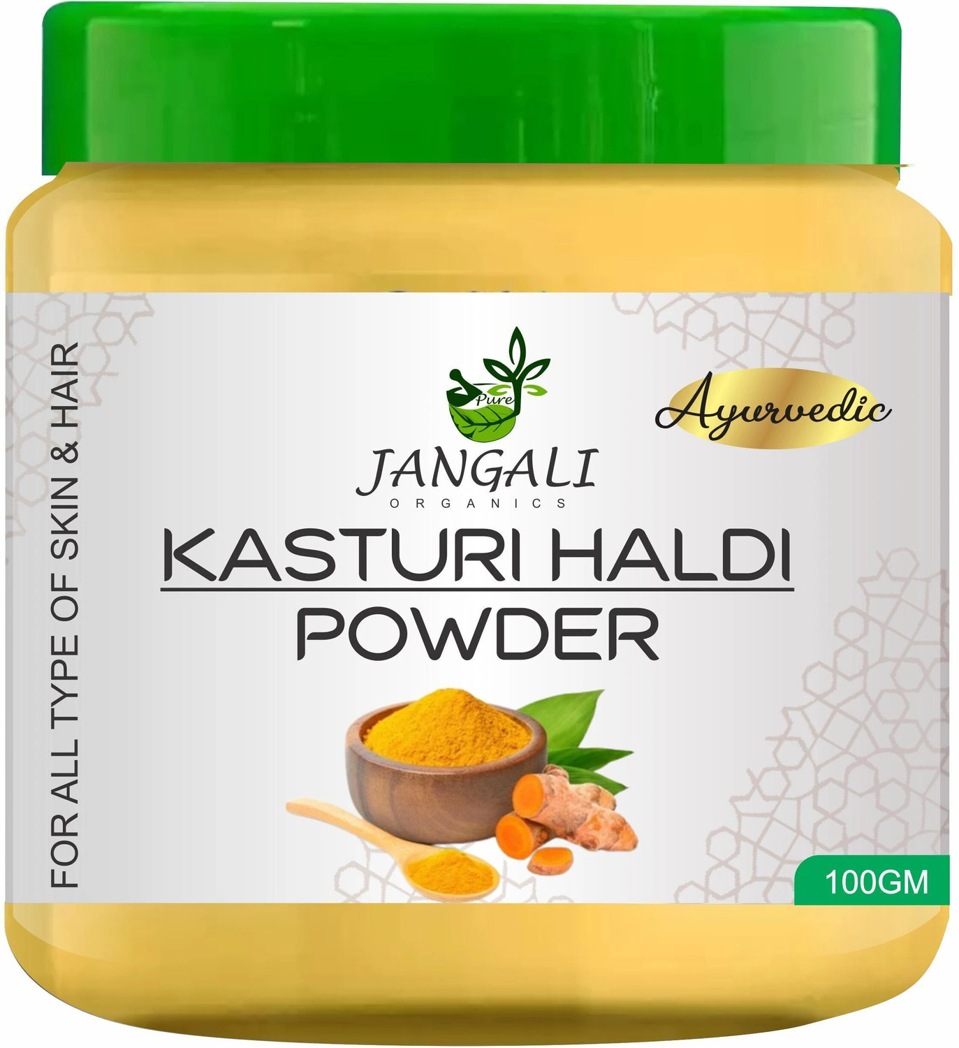 Image of Pure Jangali Organics Wild Turmeric Face Pack Powder / Kasturi Manjal / Haldi / Musk (100 g)