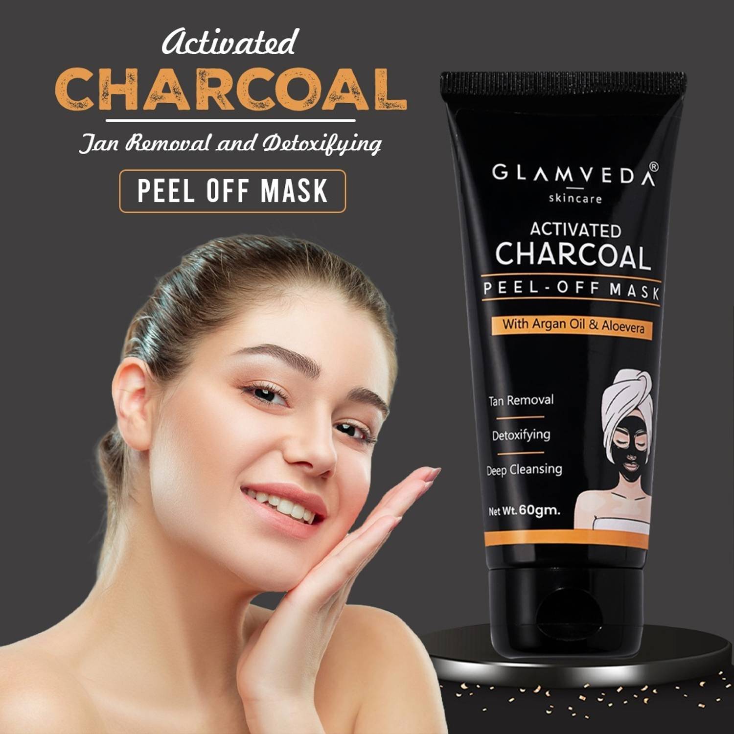 GLAMVEDA Charcoal Peel off Face Mask Face Pack For Anti Polluti