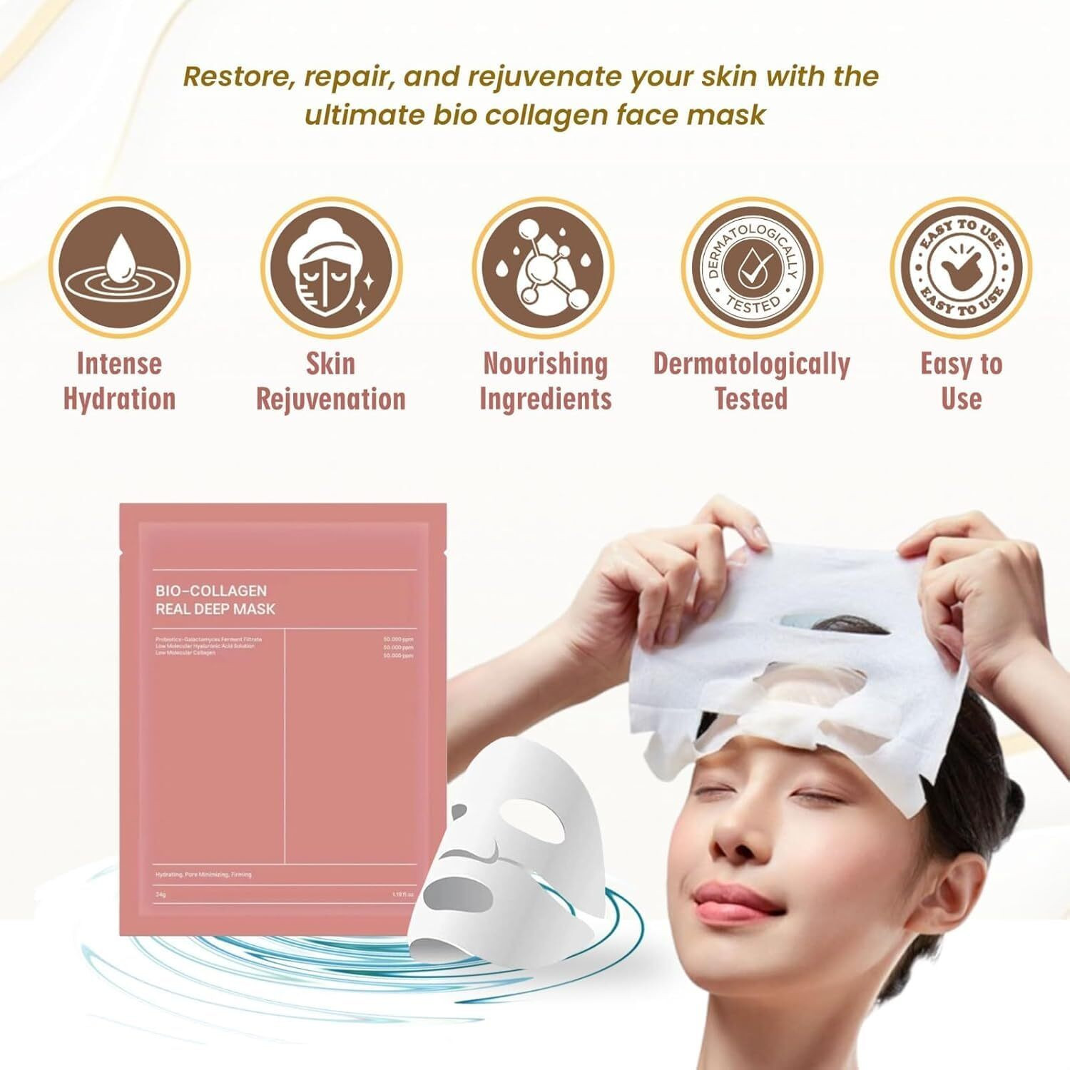 Image of Hiply Collagen Mask Pack Of 4 Overnight Deep Collagen Night Mask