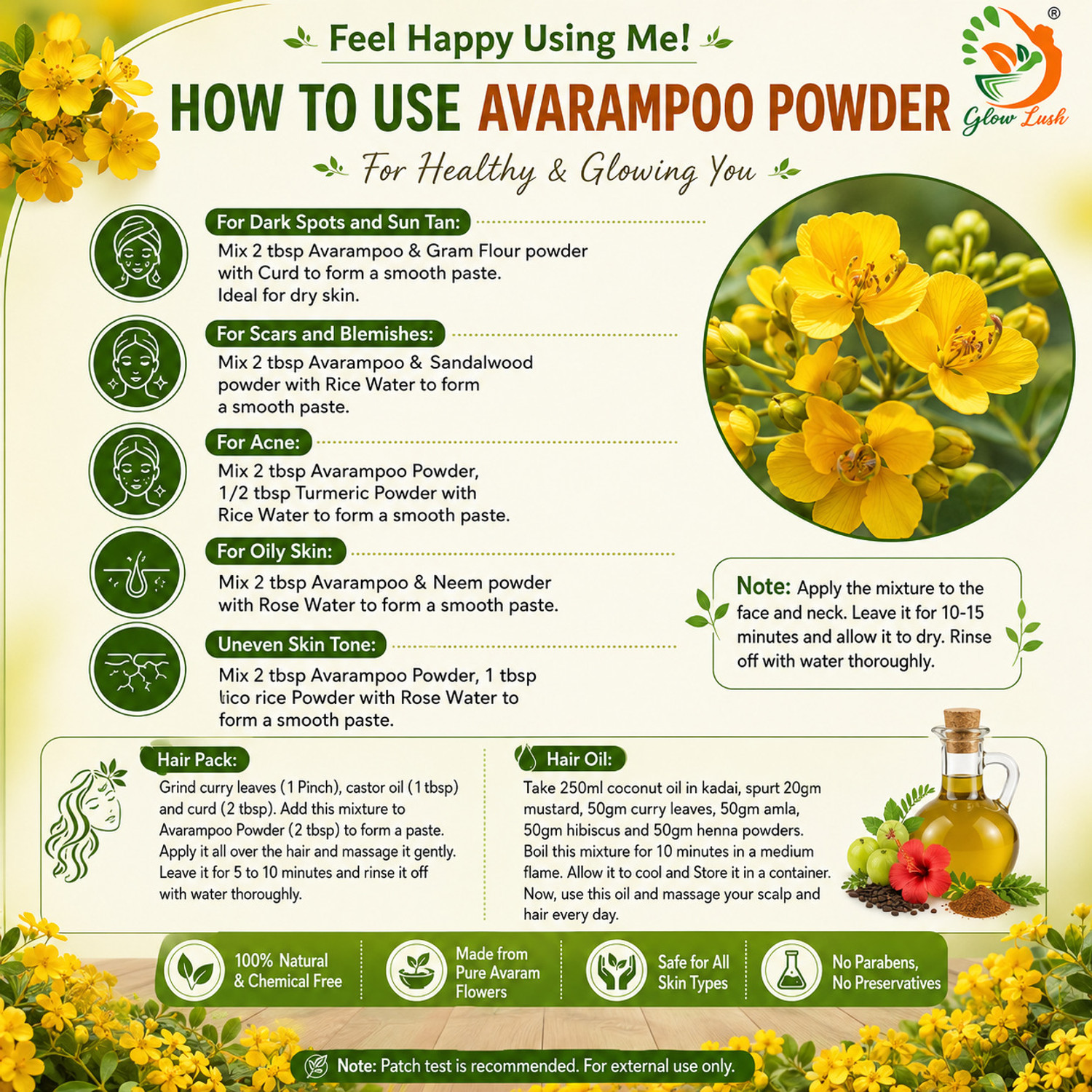 Image of Glow Lush Pure Aavaram poo Powder (1 kg)