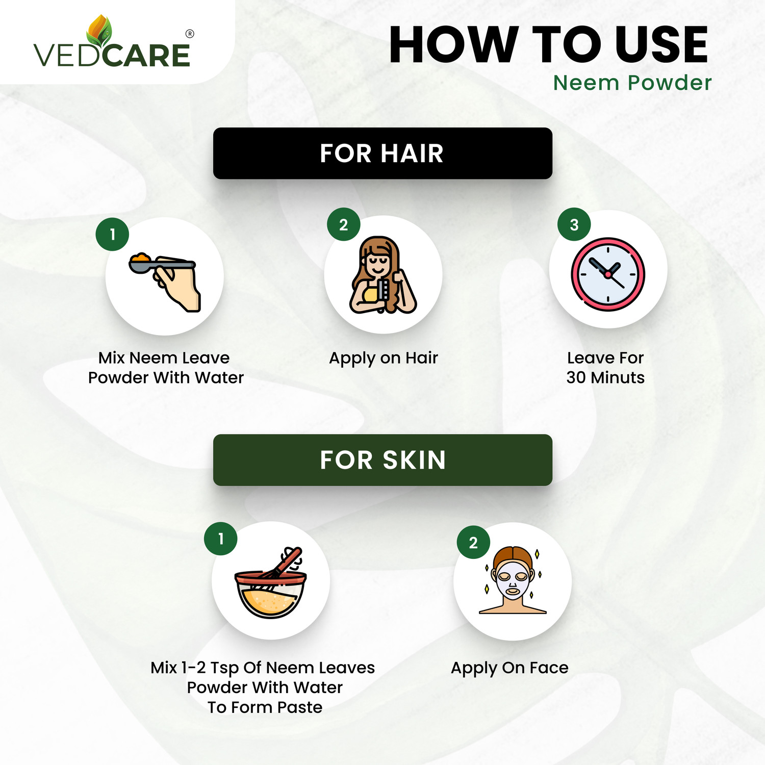 Image of Vedcare Neem Powder 100% Organic & Chemical Free