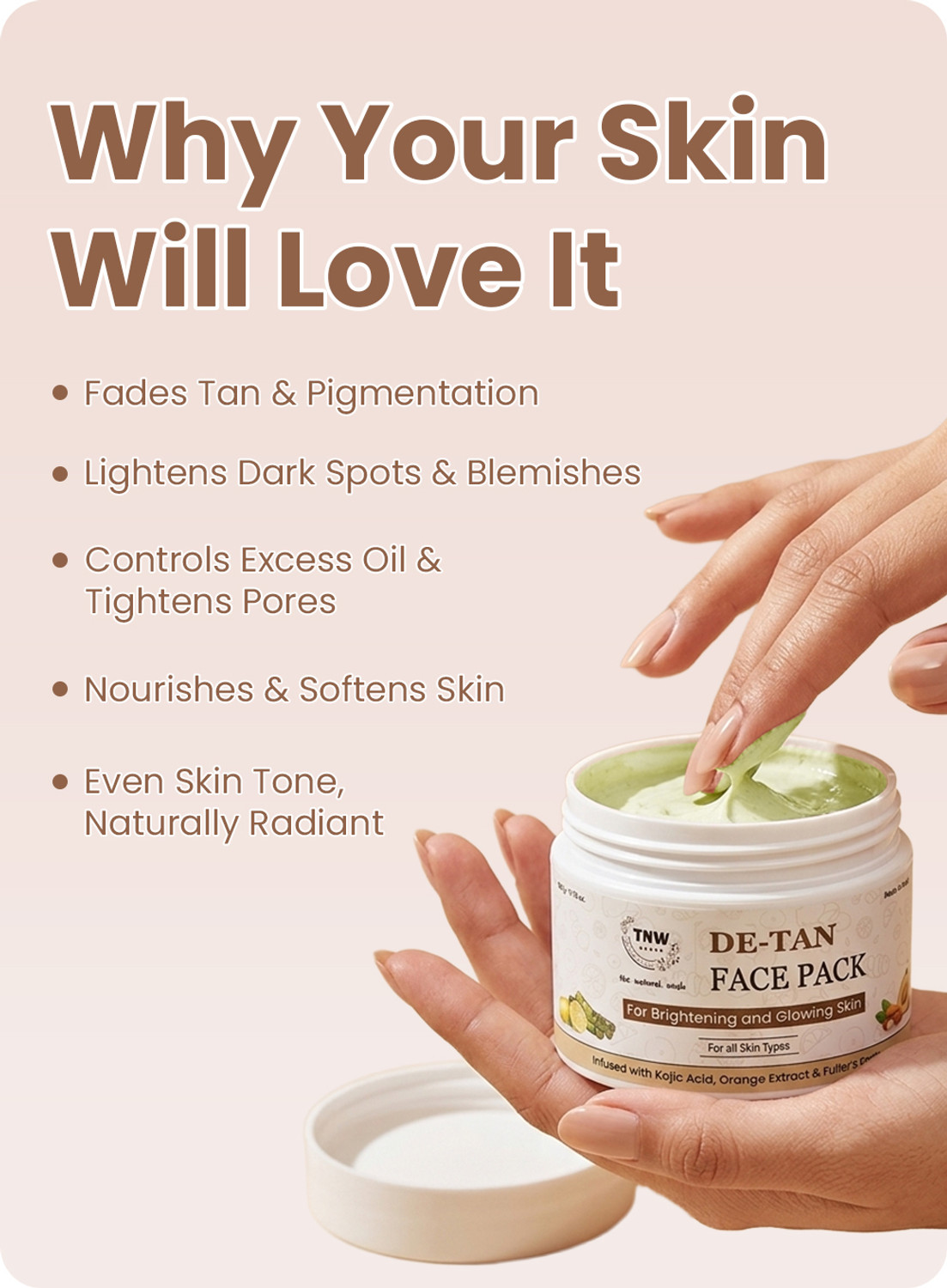 Image of TNW - The Natural Wash De-Tan Face Pack | Kojic Acid & Orange Extract For Glowing Skin