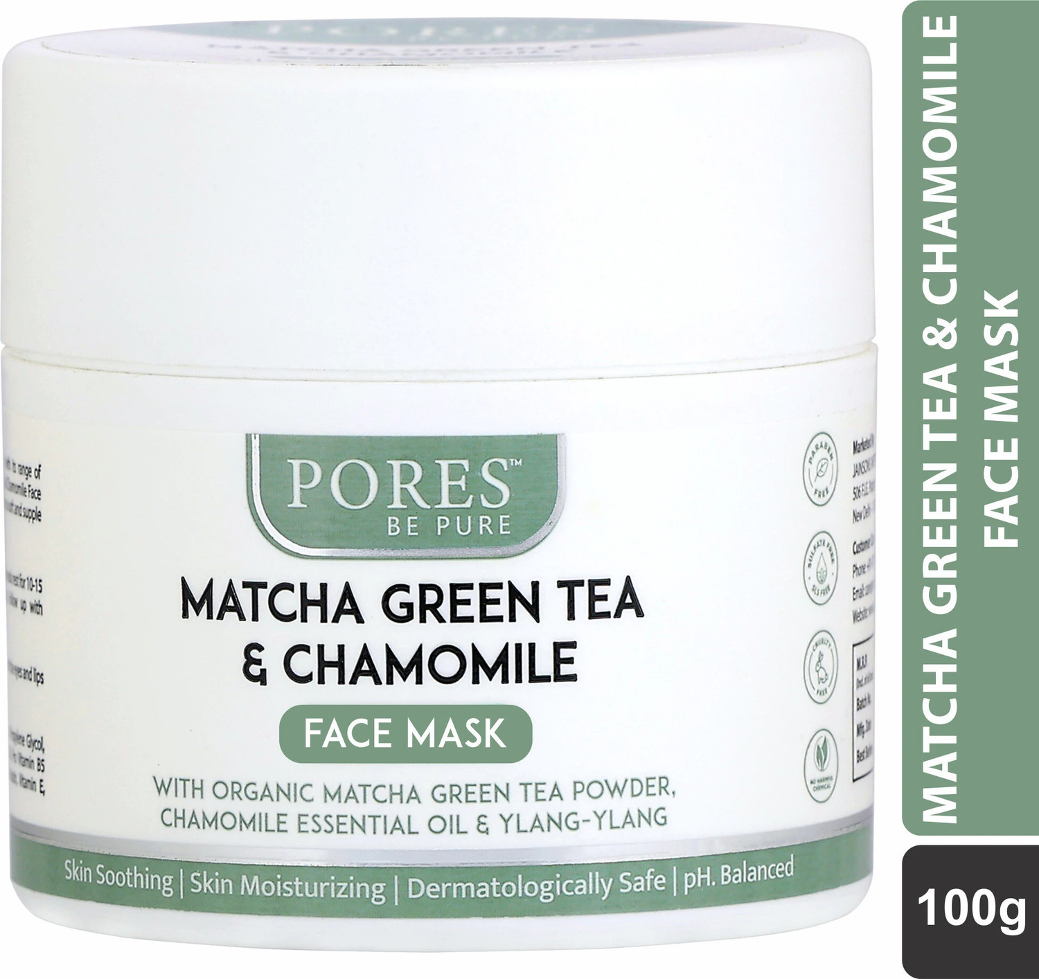 Image of PORES BE PURE Matcha Green Tea Face Pack Mask for Skin Brightening, Softening & Smoothening