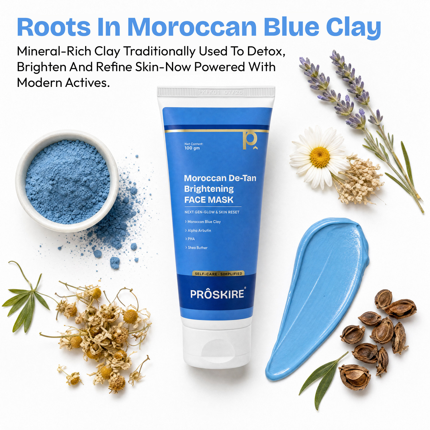Image of proskire Moroccan De-Tan Brightening Face Mask for Instant Tan Removal & Skin Brightening