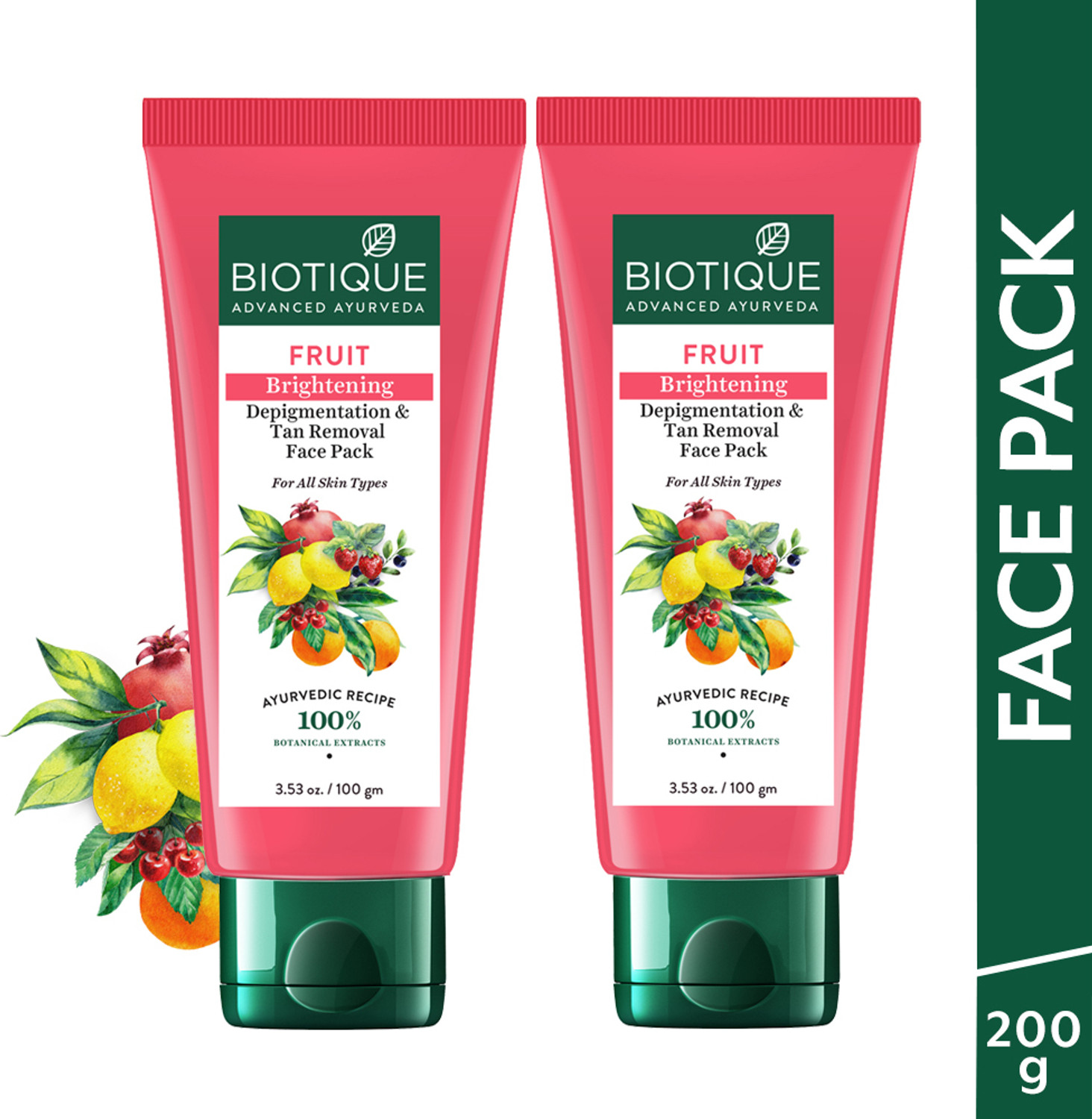 Image of BIOTIQUE Fruit Brightening Depigmentation & Tan Removal Face Pack| For All Skin Types