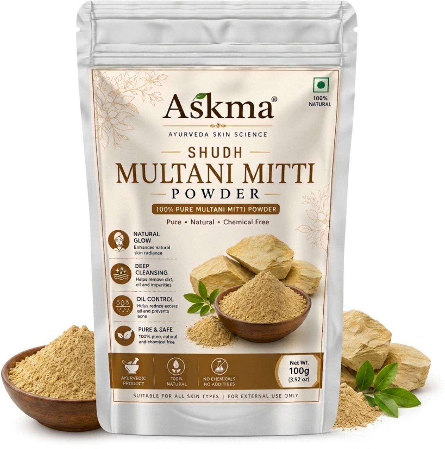 Askma 100% Pure Multani Mitti Powder for Natural Glowing & Clear Skin - Price in India, Buy Askma 100% Pure Multani Mitti Powder for Natural Glowing & Clear Ski