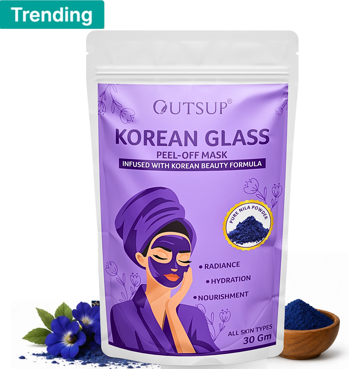 Image of OUTSUP Original Moroccan Blue Nila Powder Peel Of Mask | Brightening Skin Care (30 g)