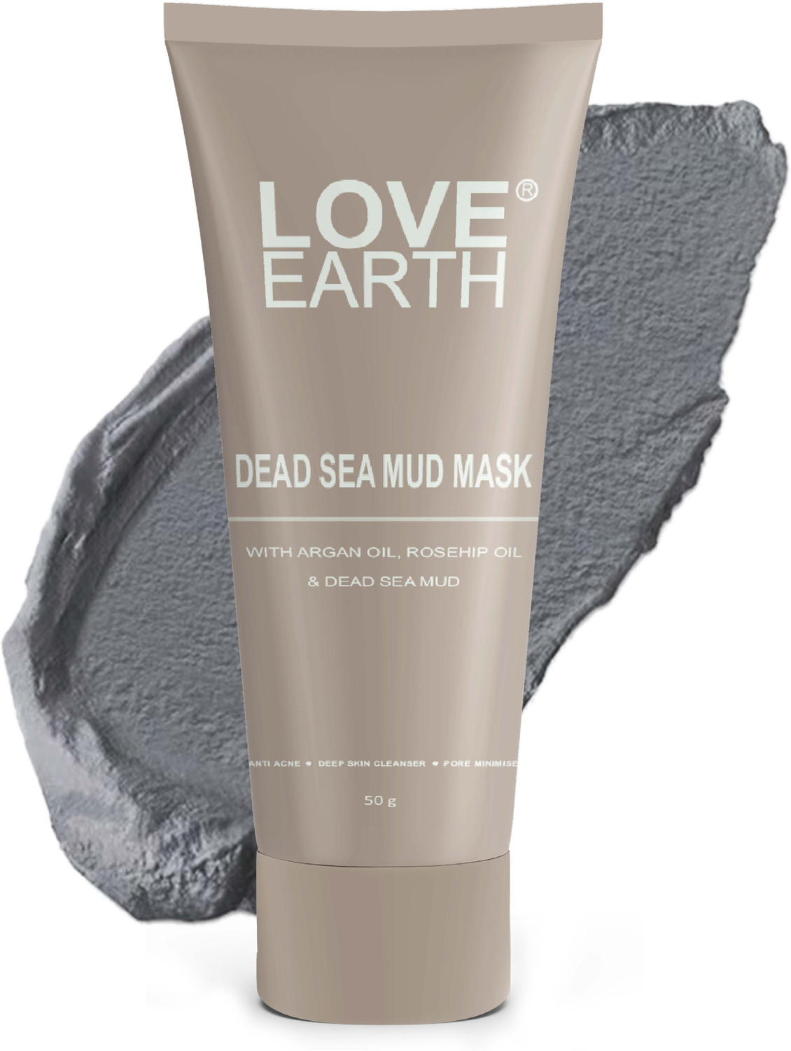Image of LOVE EARTH Dead Sea Mud Mask with Argan Oil and Rosehip Oil For Acne, Deep Skin Cleaning