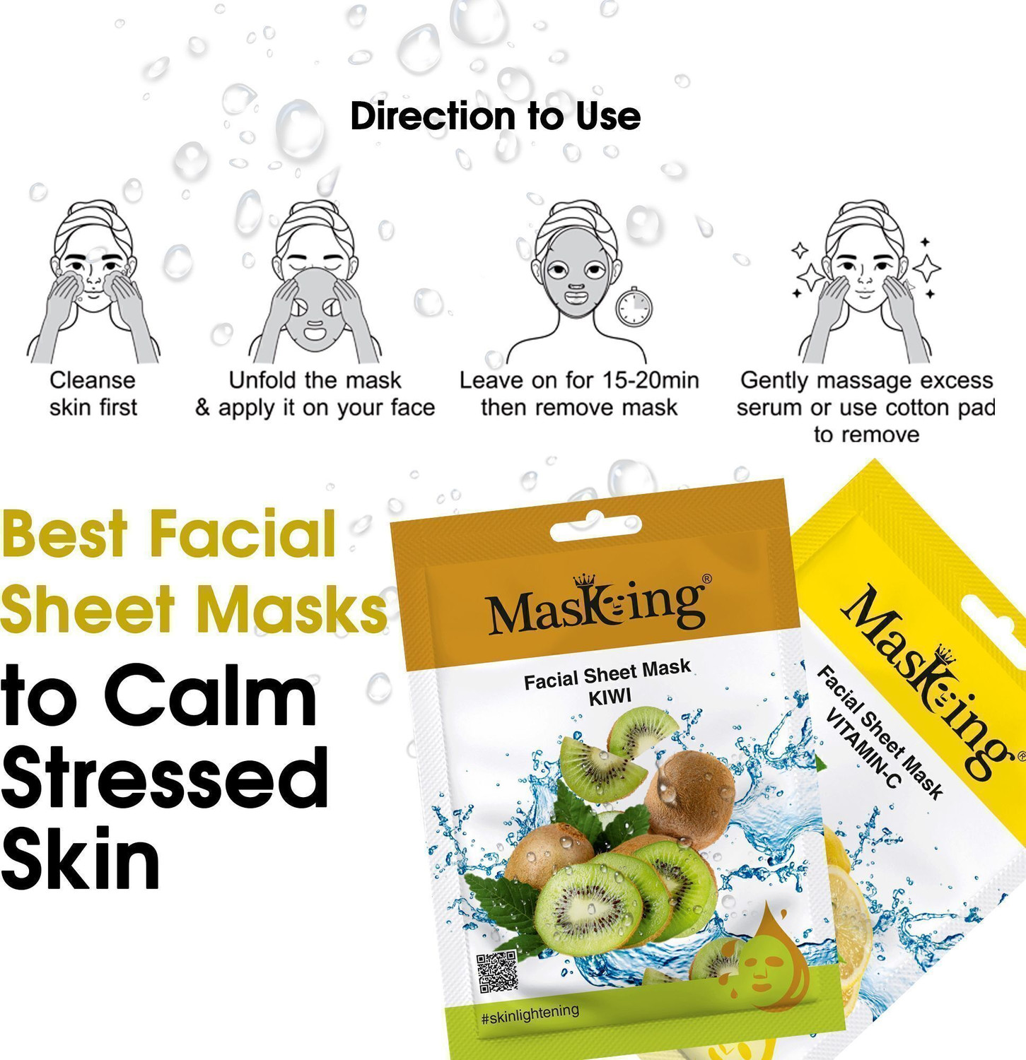 Image of MasKing Beauty Facial sheet Mask for Skin Glowing for Women and Men Combo Pack of 6