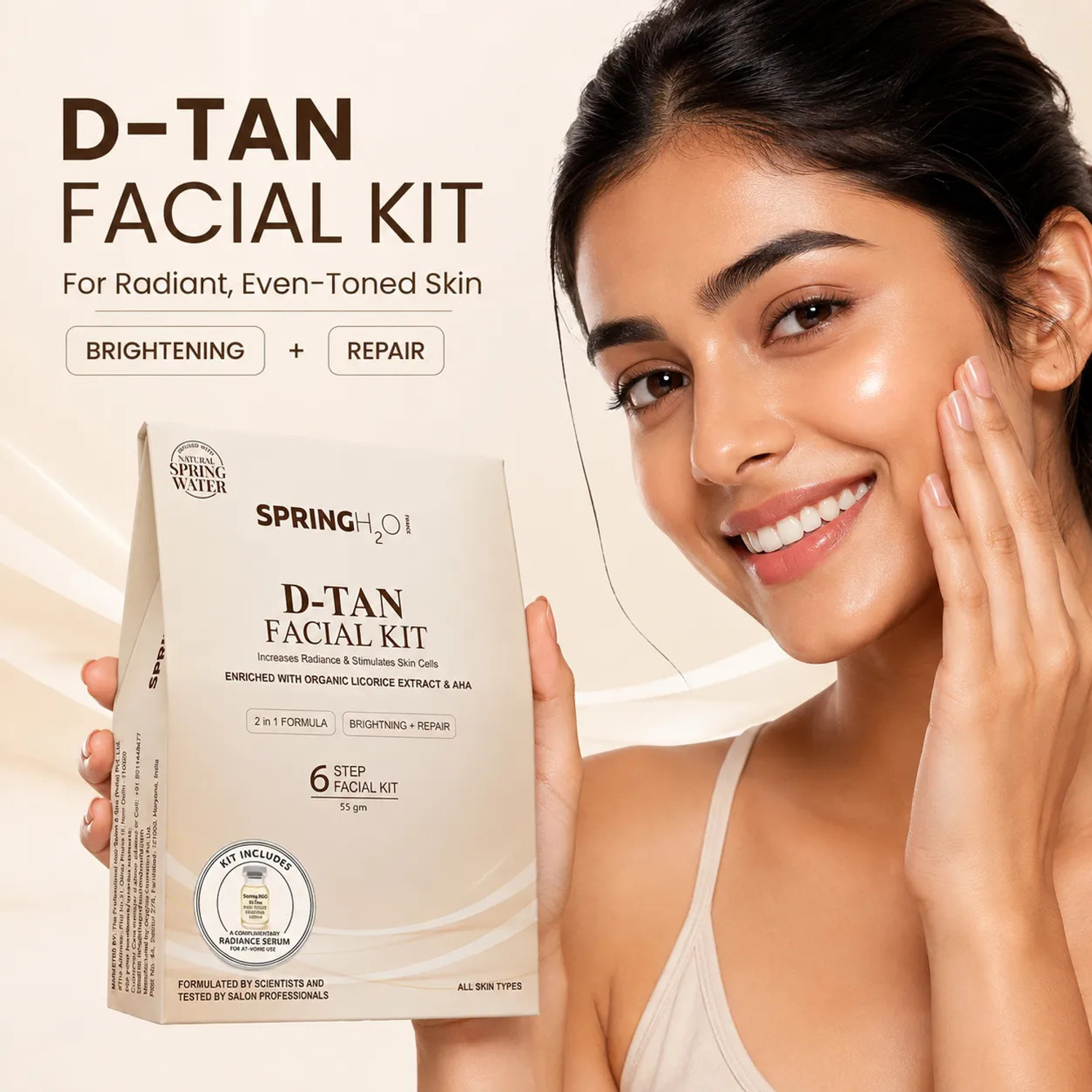 Image of SPRING H2O D-Tan Anti Aging Facial Kit For Whitening With Tan Removal&Deep Cleansing 6 Step