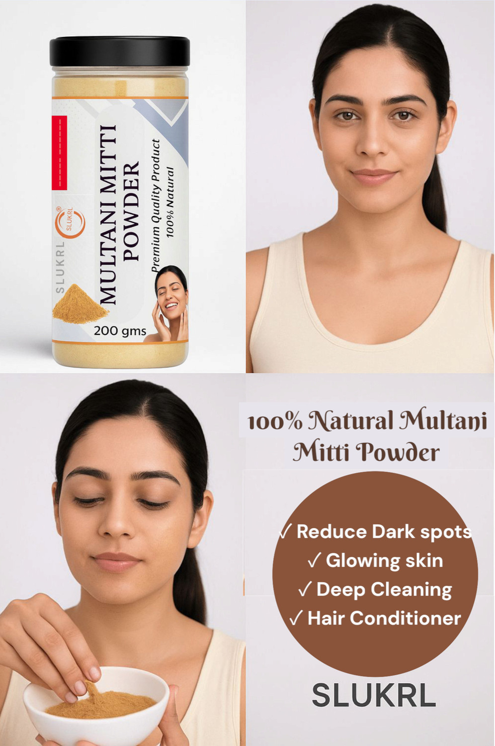 Image of slukrl Organic Face Pack & Skin Care Powder For Acne,Pimples,Brightening