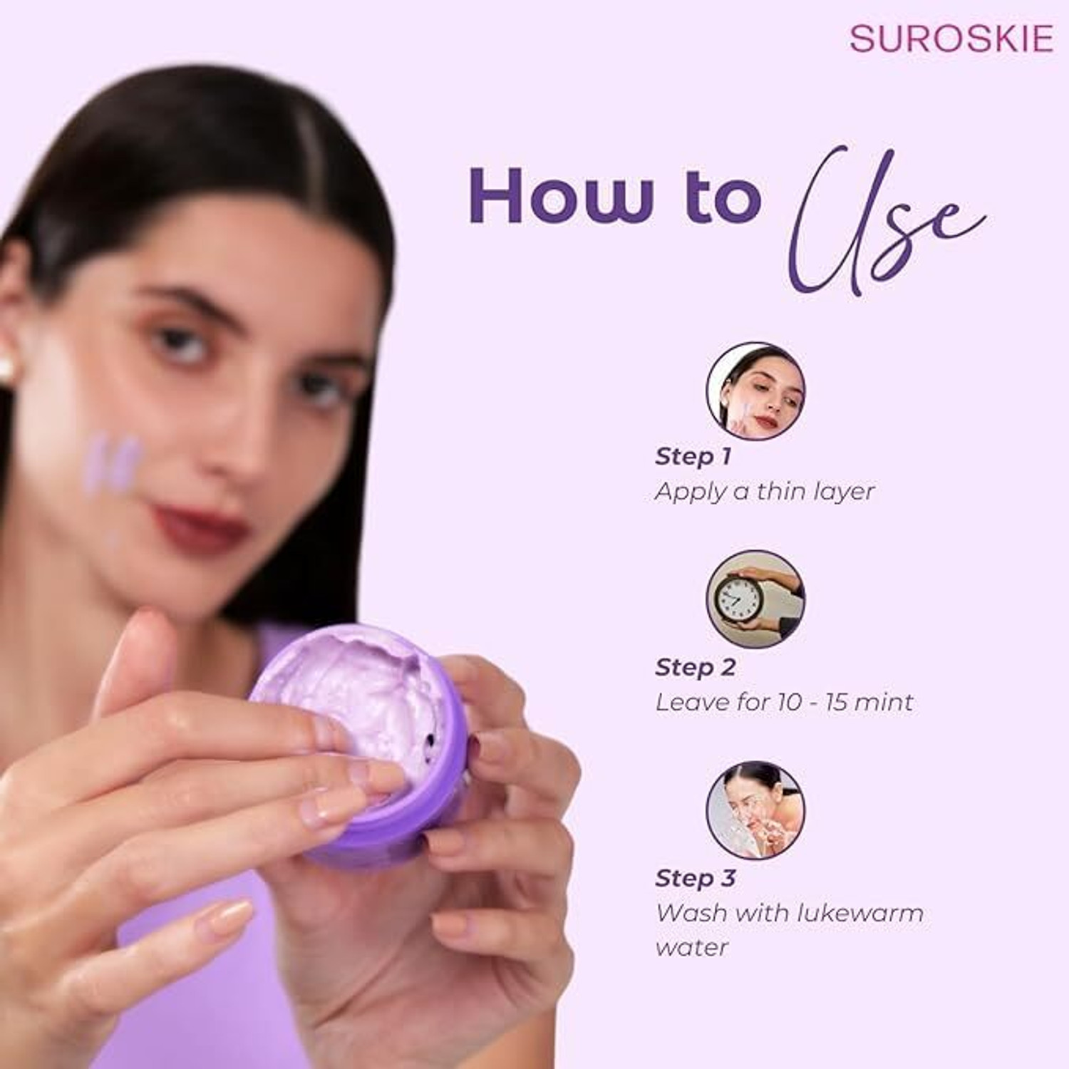 Image of Suroskie Glow & Go De-tan Clay Face Mask 50gm(Pack of 3) With Kaolin Clay & Kojic Extract