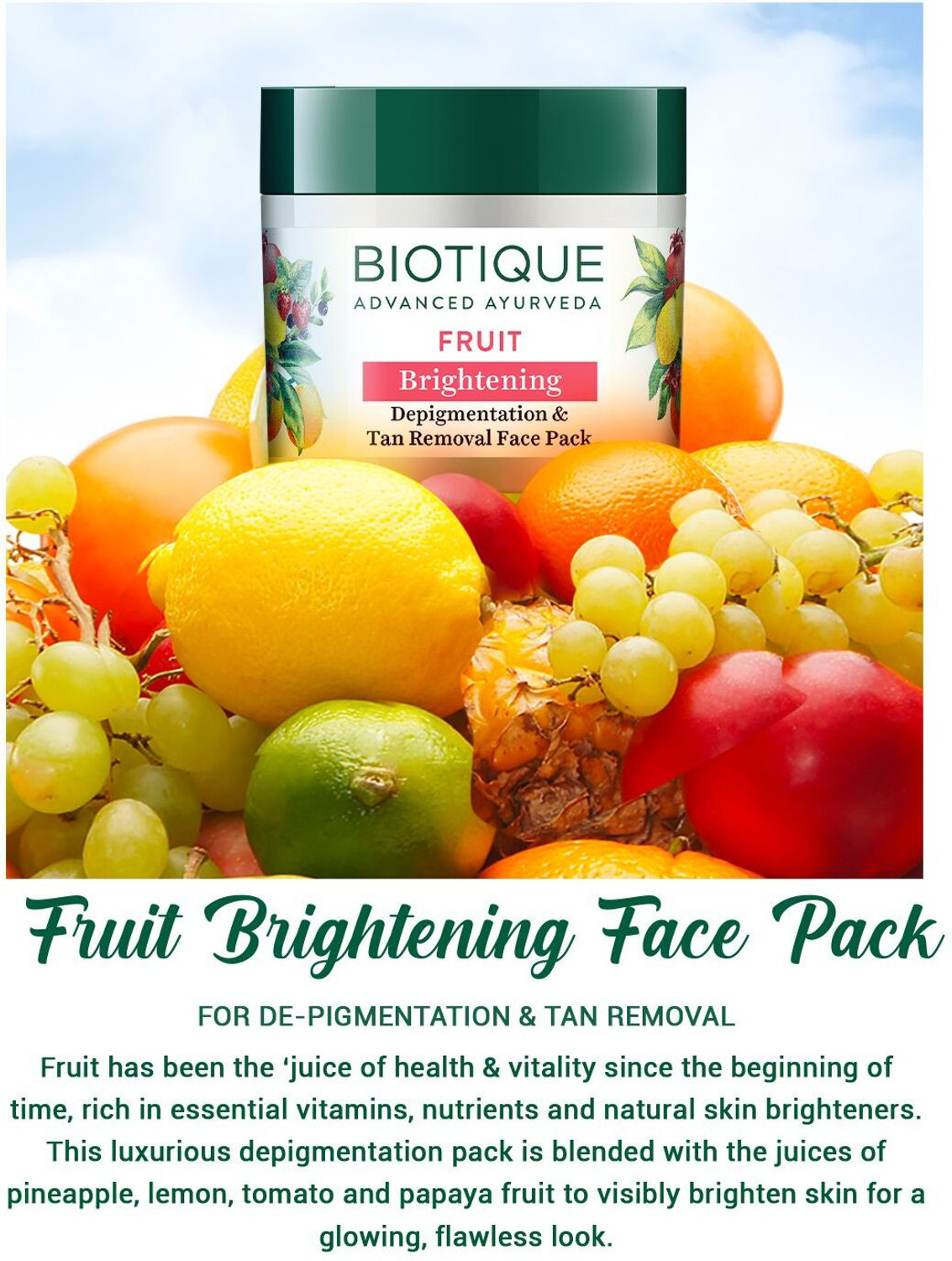 Image of BIOTIQUE Fruit Brightening Depigmentation & Tan Removal Face Pack
