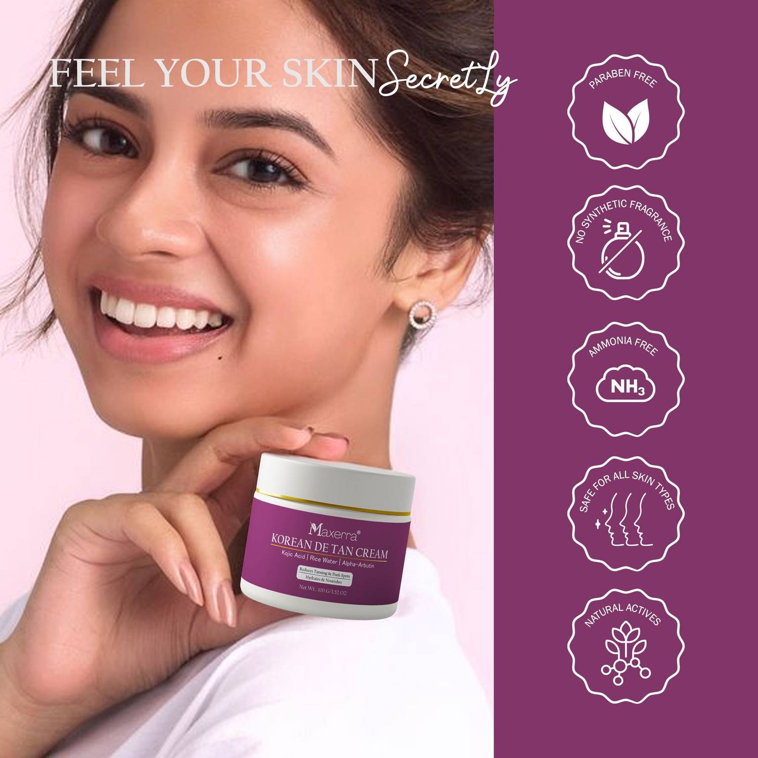 Maxerra Korean De Tan Cream with Kojic Acid, Rice Water & Alpha - Image 5