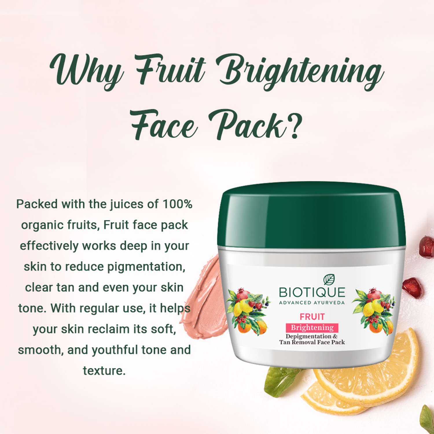 Image of BIOTIQUE FRUIT Brightening Depigmentation & Tan Removal Face Pack