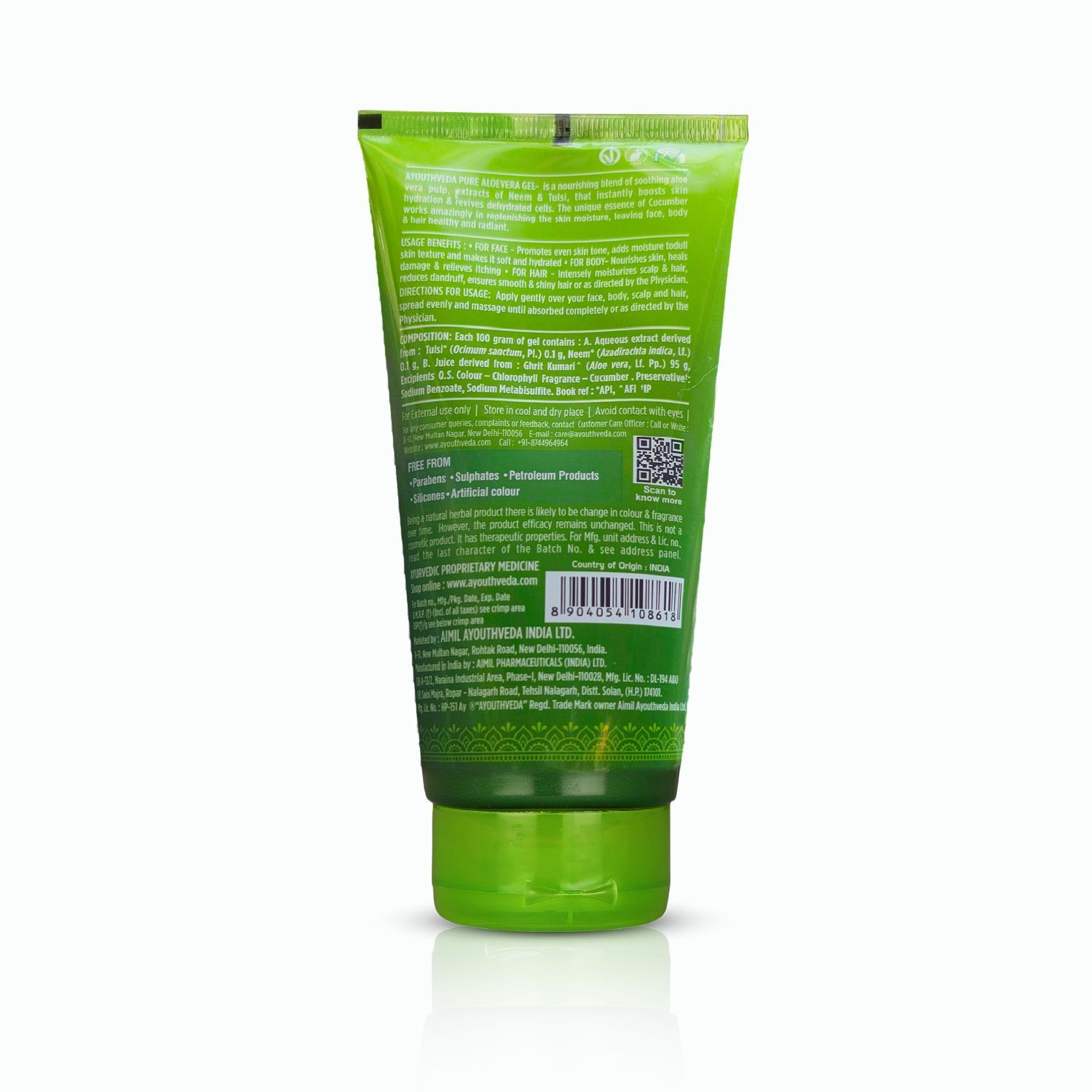 Image of AYOUTHVEDA Aloe Vera Gel|Multi Purpose Gel For Face, Body Tulsi & Cucumber Pack of 2