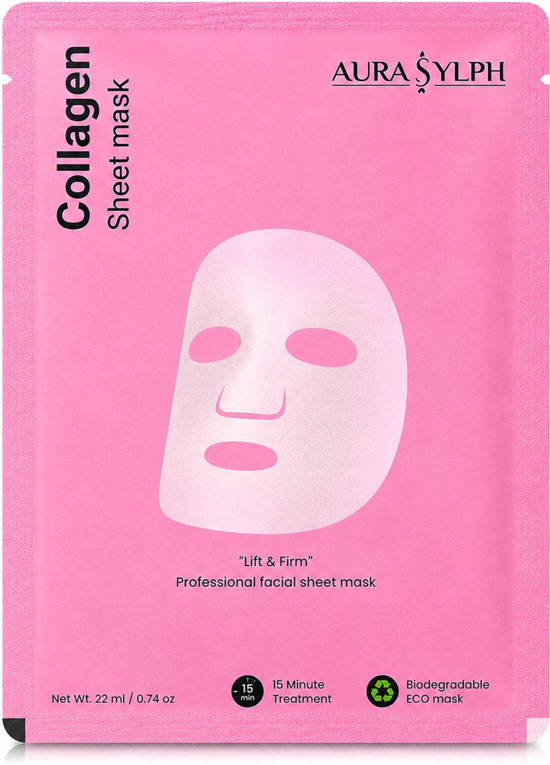 Aurasylph Korean Collagen Face Sheet Mask Hydrating, Firming, Plumping,Each 22ml Pack of 1