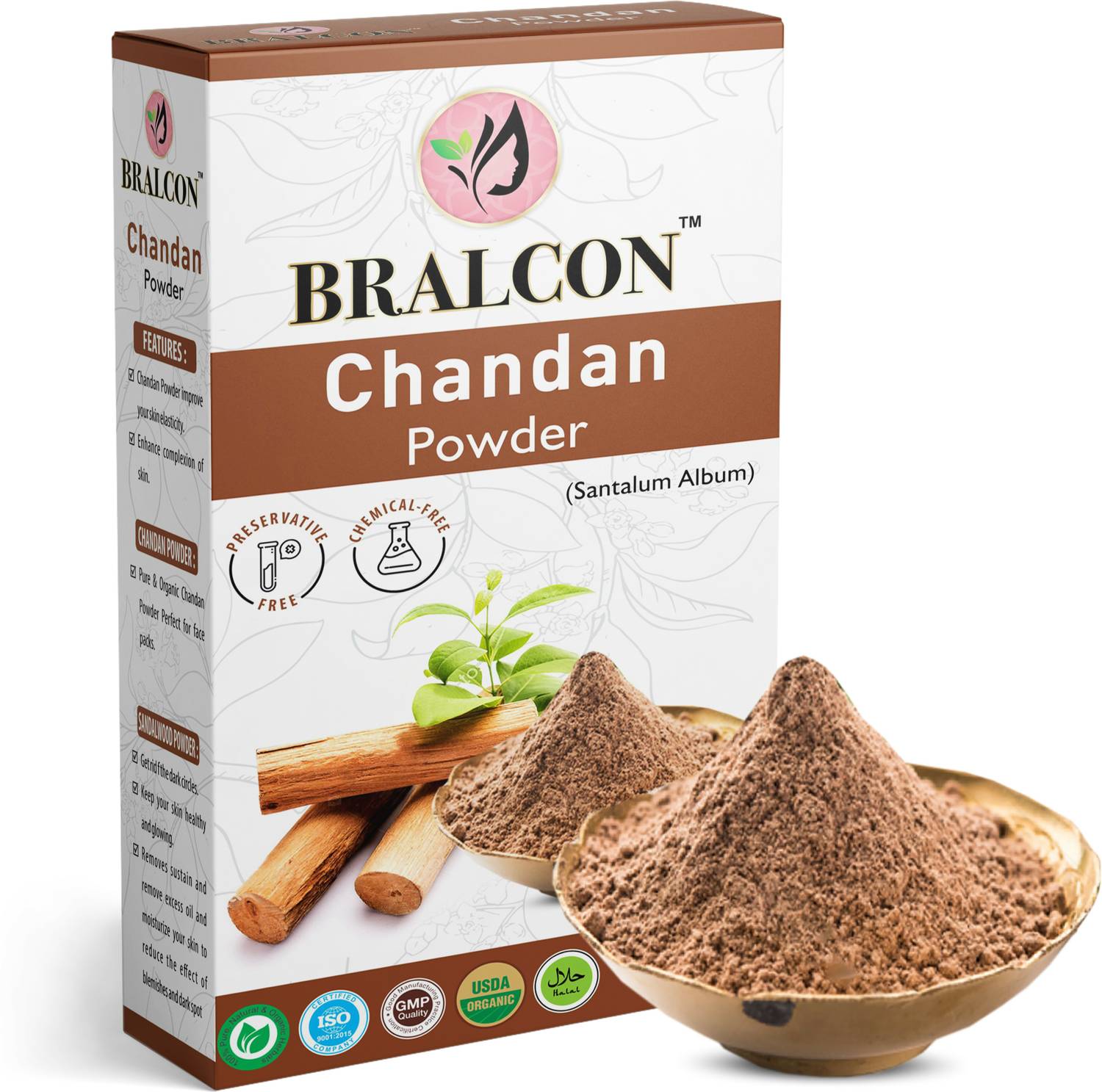 BRALCON Organic Chandan Powder-100g|100 % Natural Sandalwood Face Pack Powder,Face Masks