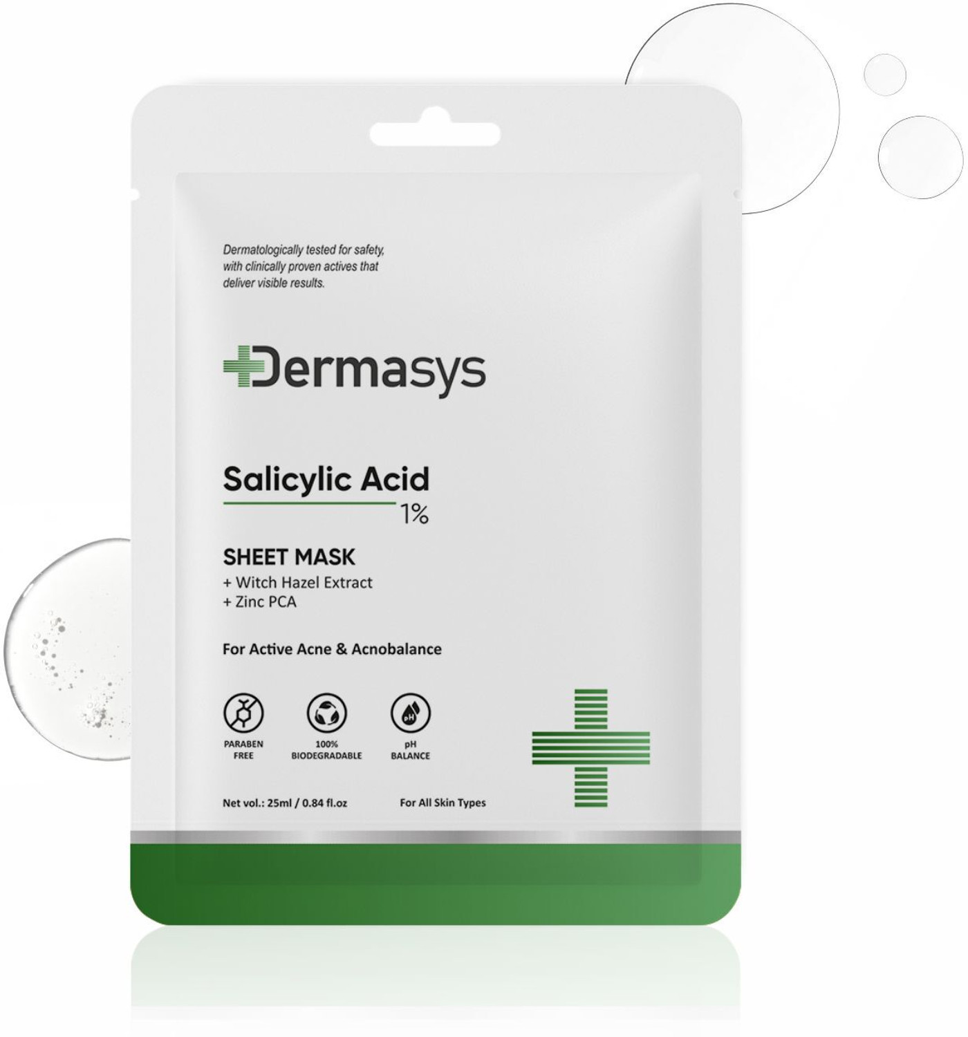 Image of Dermasys 1% Salicylic Acid Sheet Mask for Reduces Acne, Enlarged Pores & Fine Lines