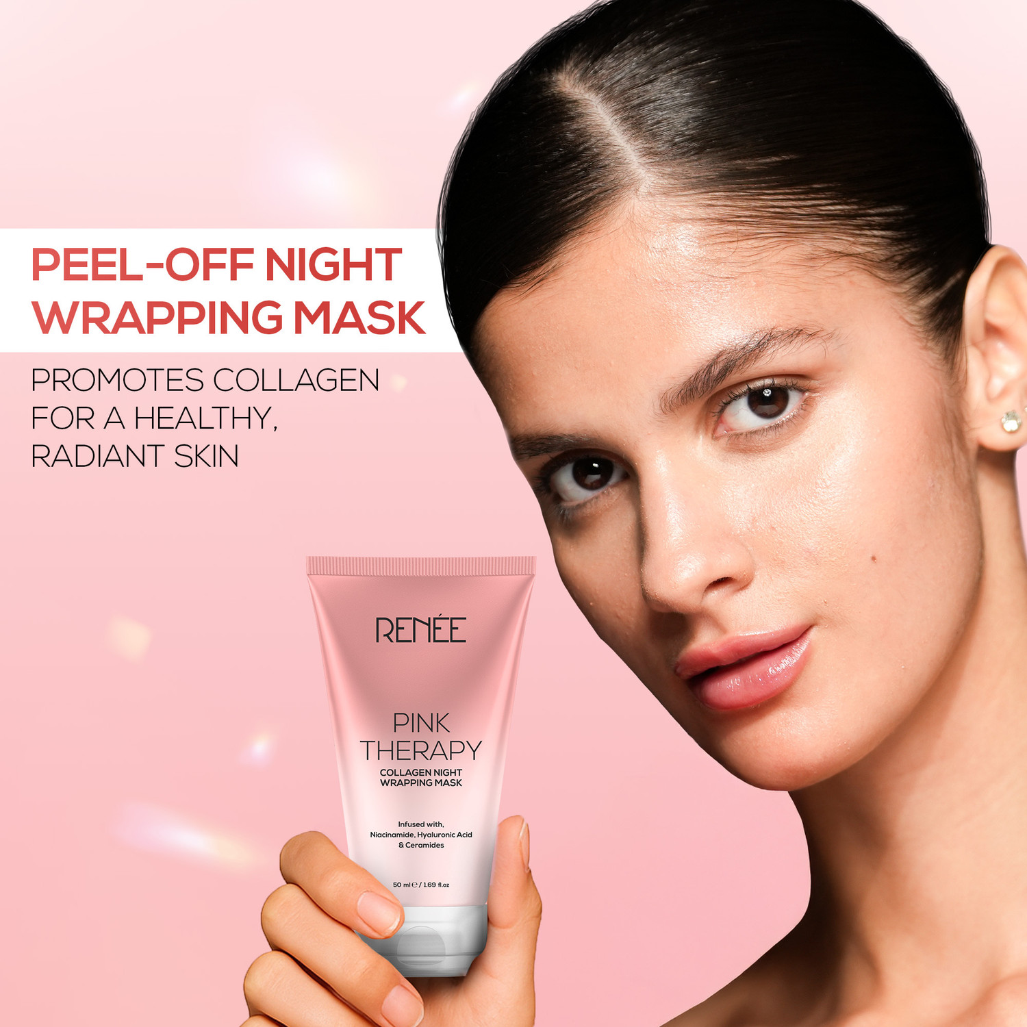 Image of Renee Pink Therapy Collagen Night Wrapping Face Mask, Hydrates, Repairs Improves Skin