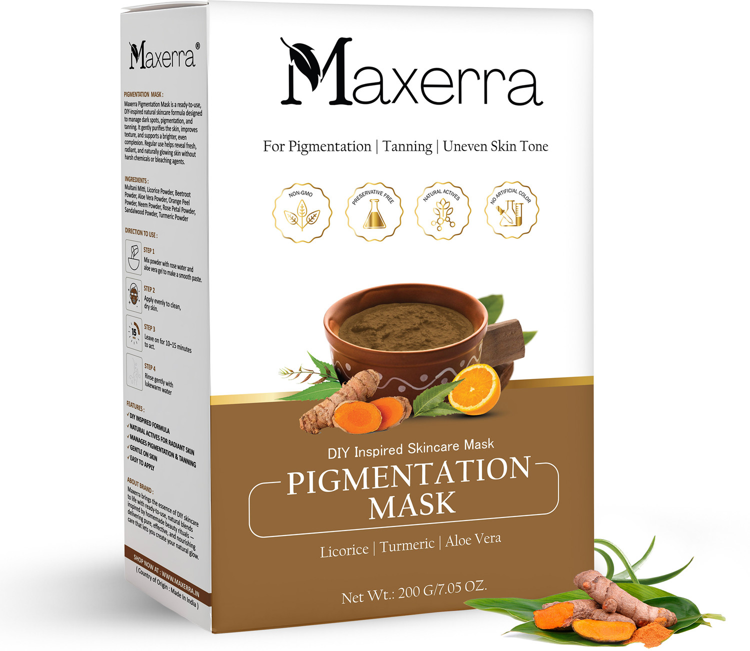 Maxerra Pigmentation Mask Powder for Dark Spots, Tanning & Uneven Skin Tone