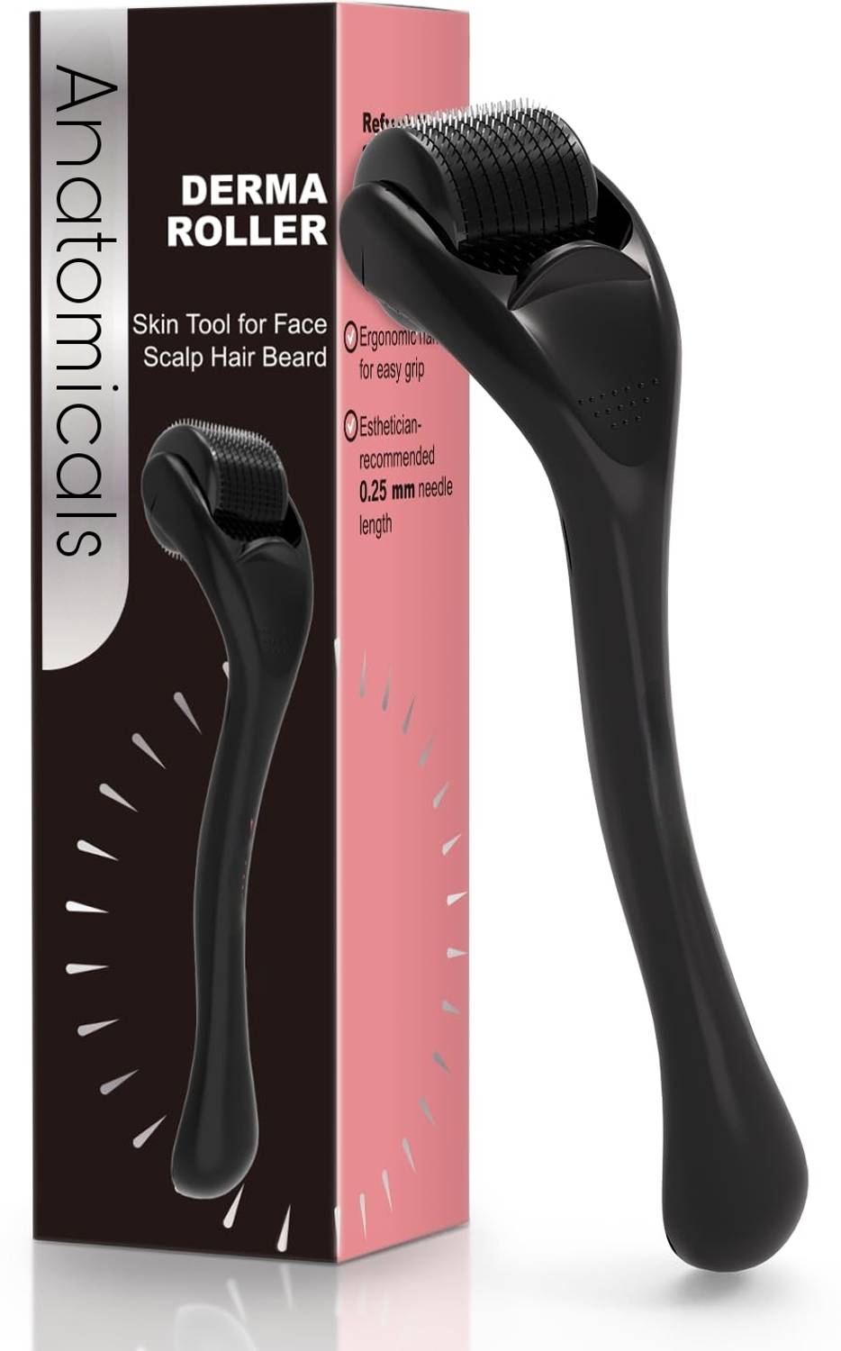 Anatomicals 540 Titanium Derma Roller - Microneedle Micro Needle Roller for Men and Women