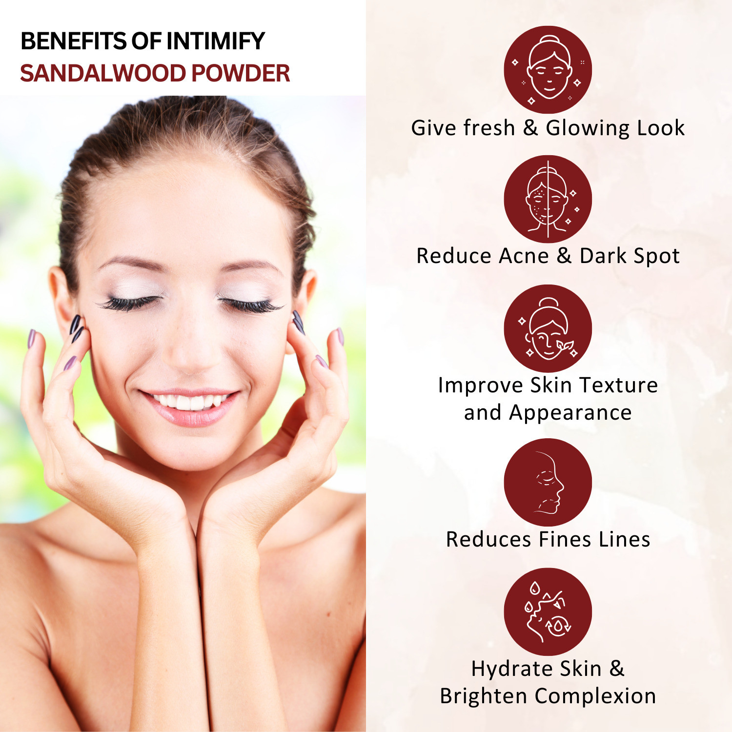 Image of INTIMIFY Sandalwood Powder Face Pack, Chandan Powder For Face Care