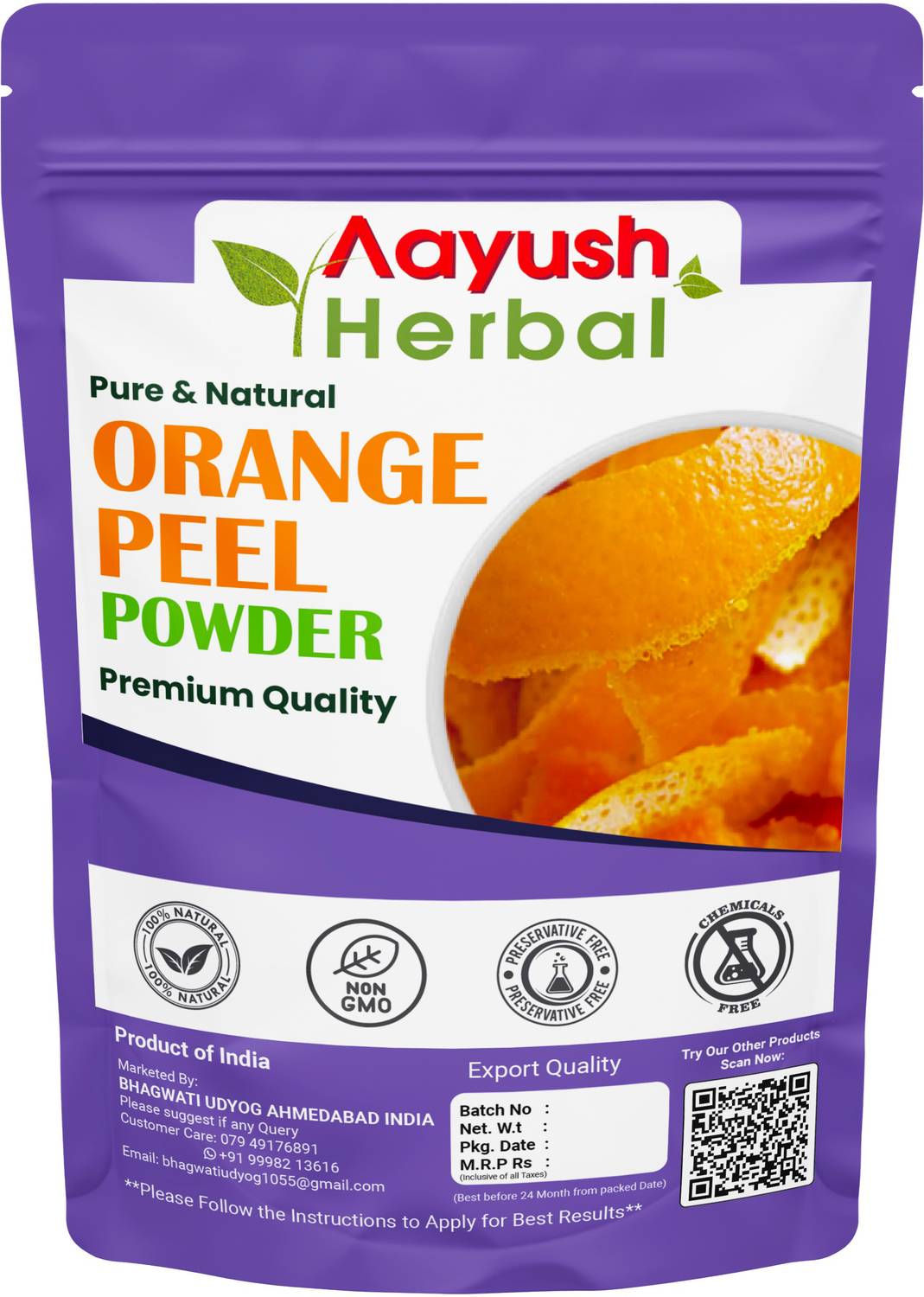 Aayush Herbal Orange Peel Powder 100% Natural for Skin Whitening and As a Toner 100g