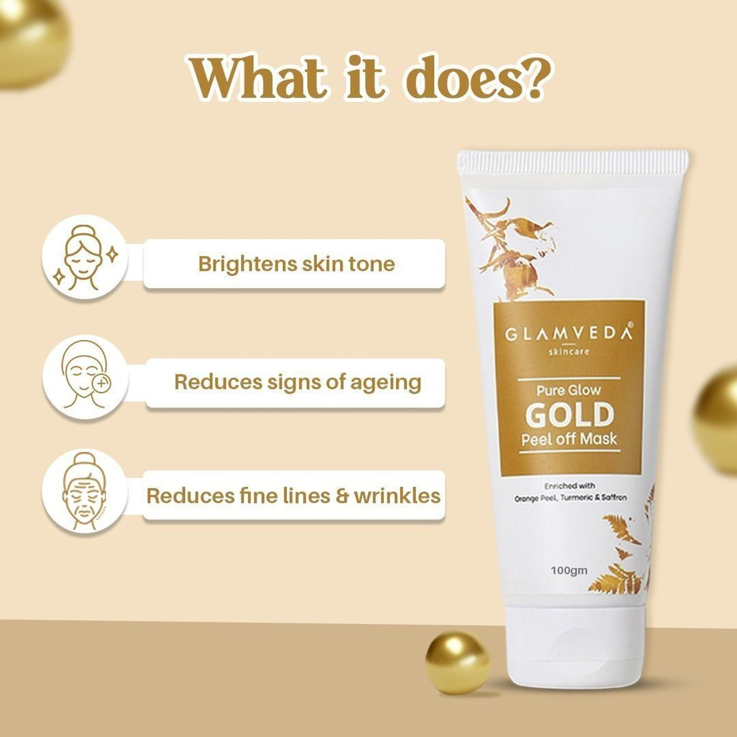 Image of GLAMVEDA Rice & Ceramide & Pure Glow Gold Brightening & Moisturizing Peel Off Face Mask