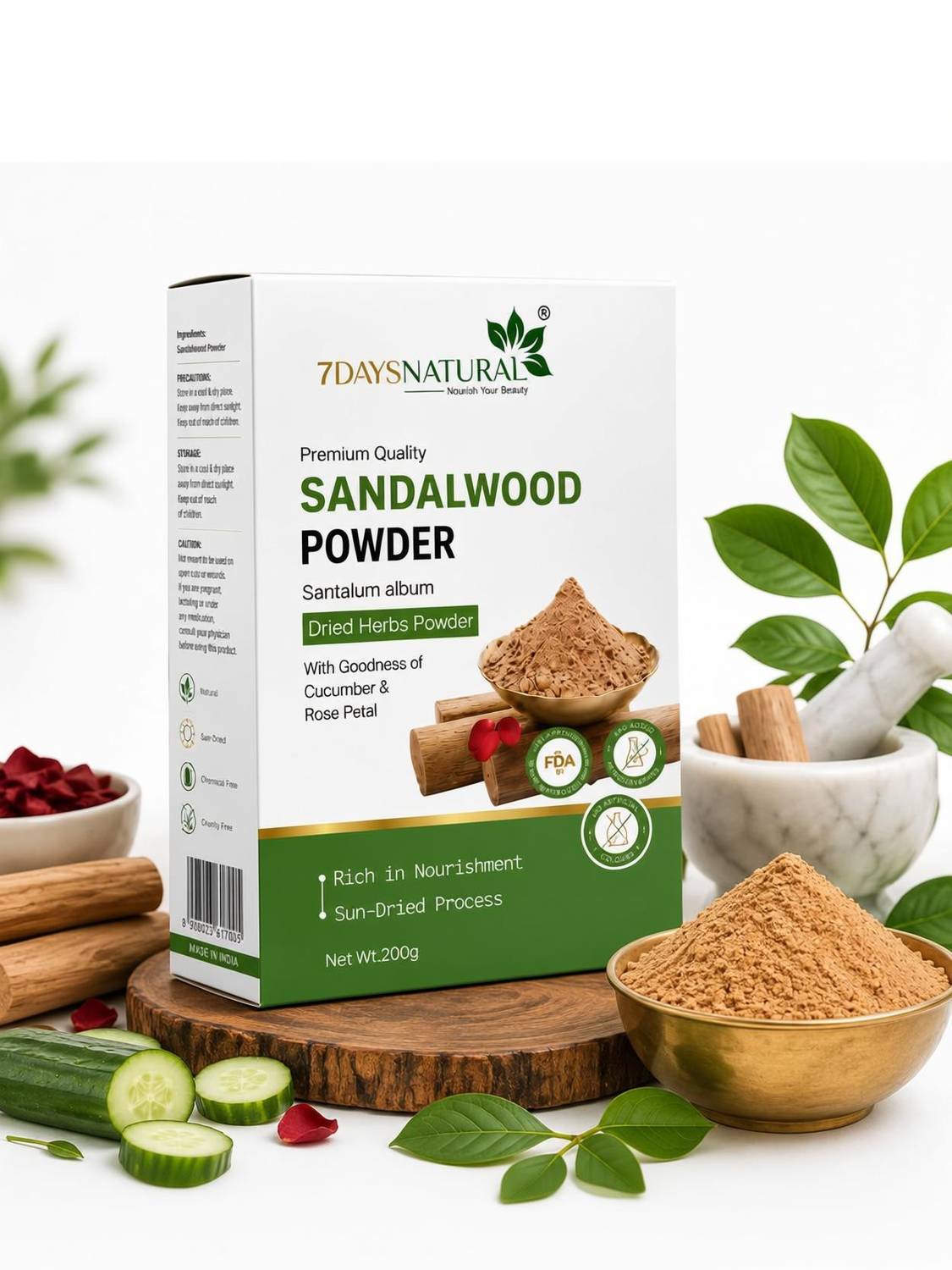 7days natural 100% Pure Natural Sandalwood ( Chandan Powder) for Skin and Hair