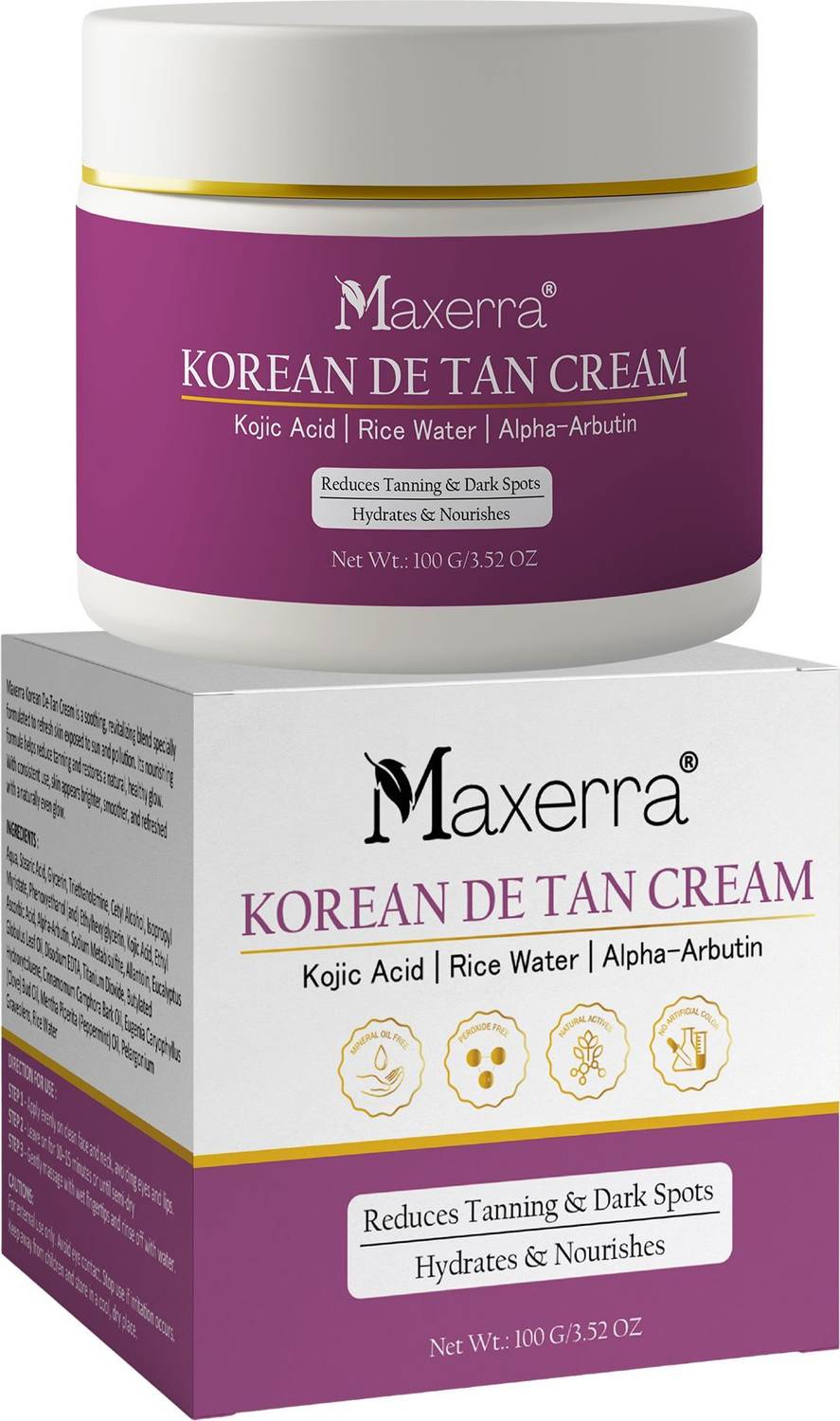 Maxerra Korean De Tan Cream with Kojic Acid, Rice Water & Alpha - Image 2