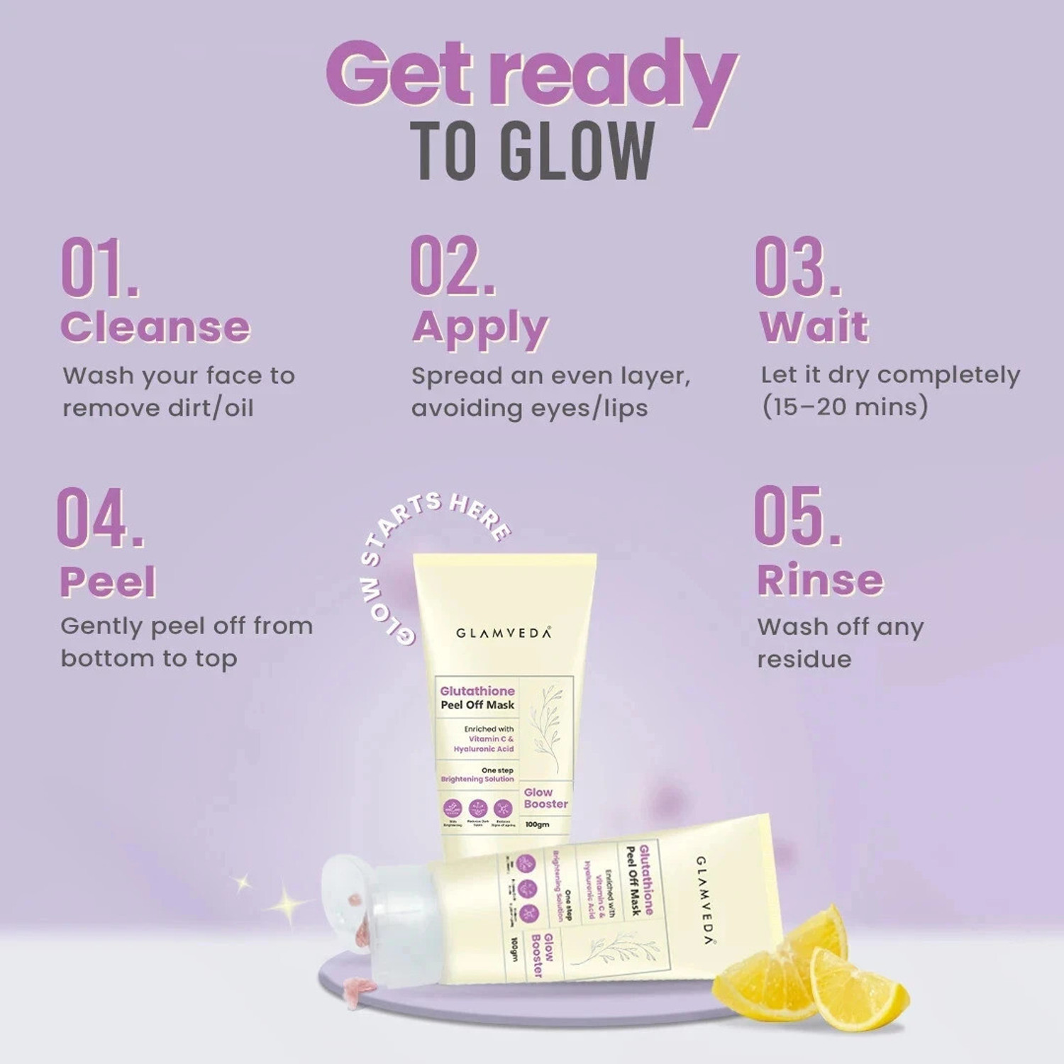 Image of GLAMVEDA Glutathione Peel Off Mask Combo | Pack of 2 | for Clear, Smooth & Radiant Skin