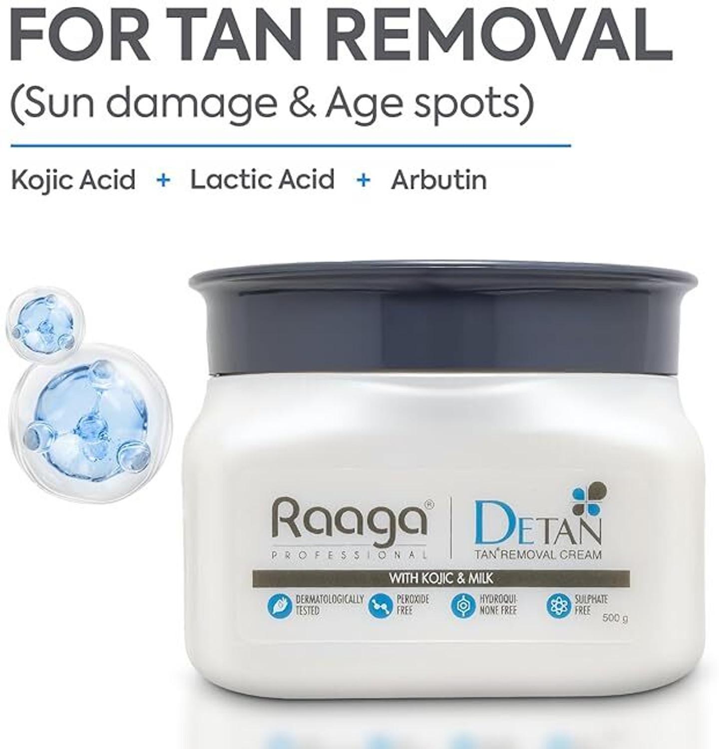Image of Raaga Professional DeTan Tan Removal Cream | Kojic & Milk Reduces Tan, Dark Spots