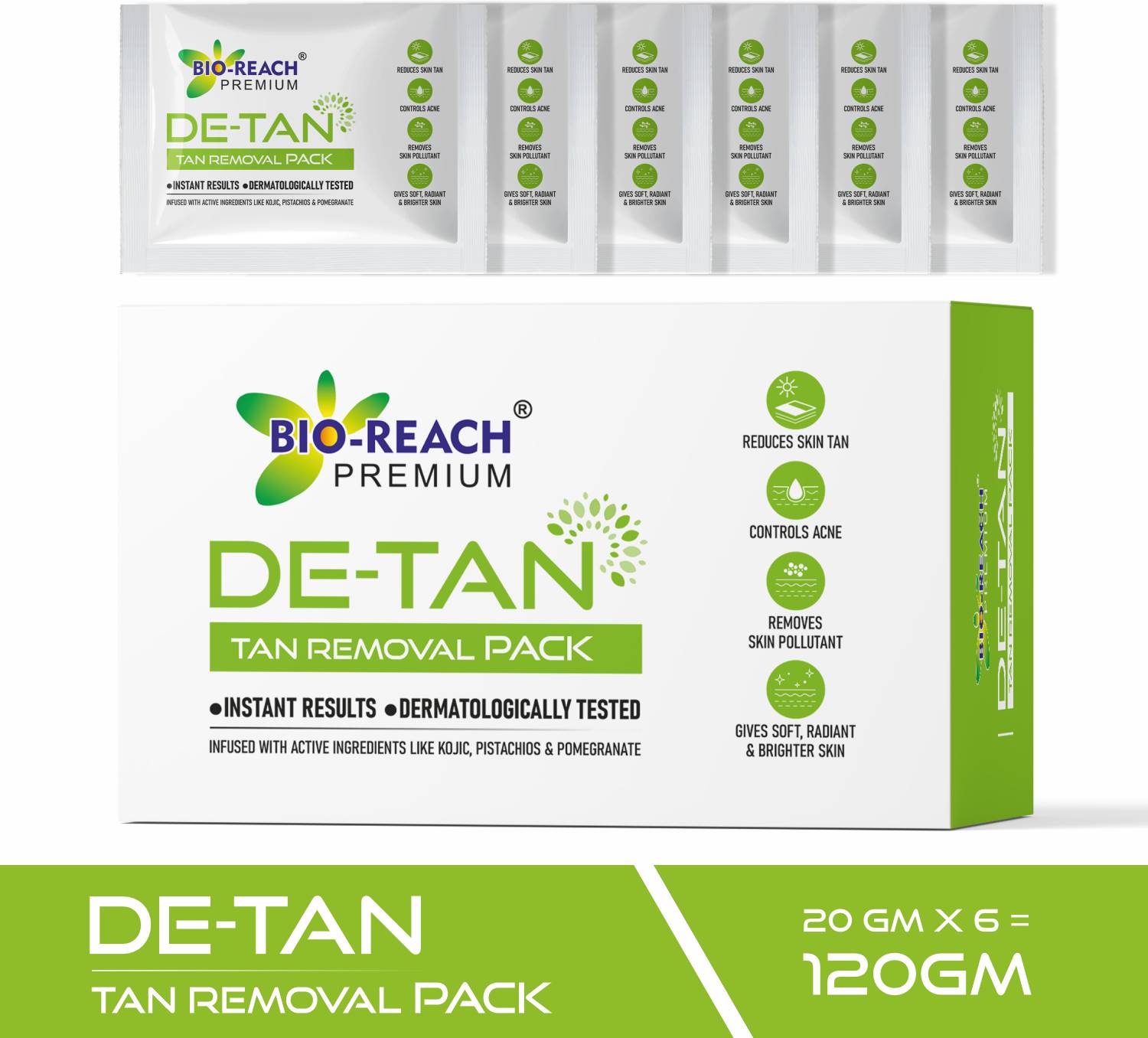 Bio Reach DE-TAN TAN REMOVAL PACK | INSTANT RESULTS | PACK OF 6