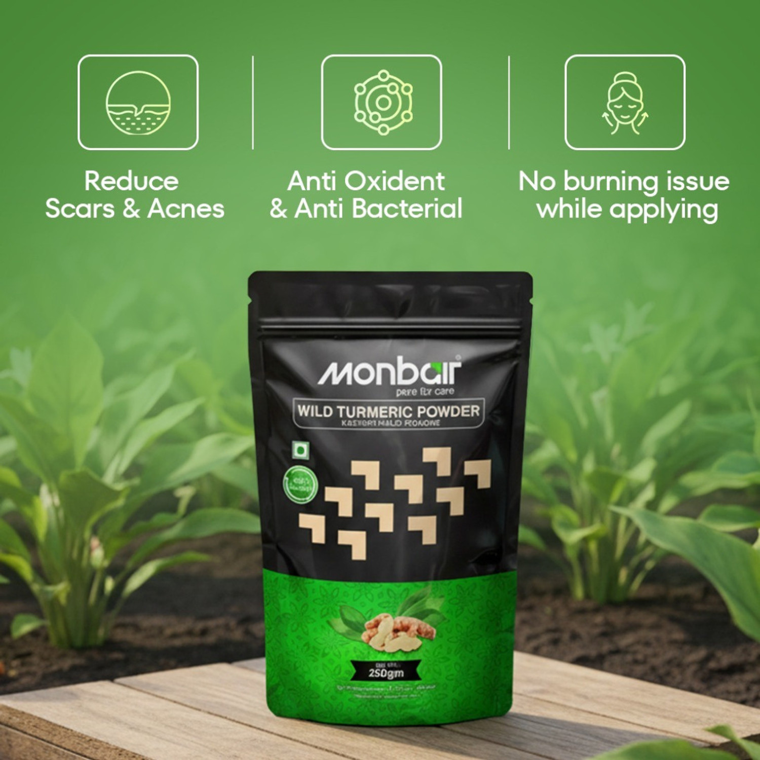Image of MONBAIR Wild turmeric powder | Kasturi turmeric | kasturi haldi powder 100 g Pack of 1
