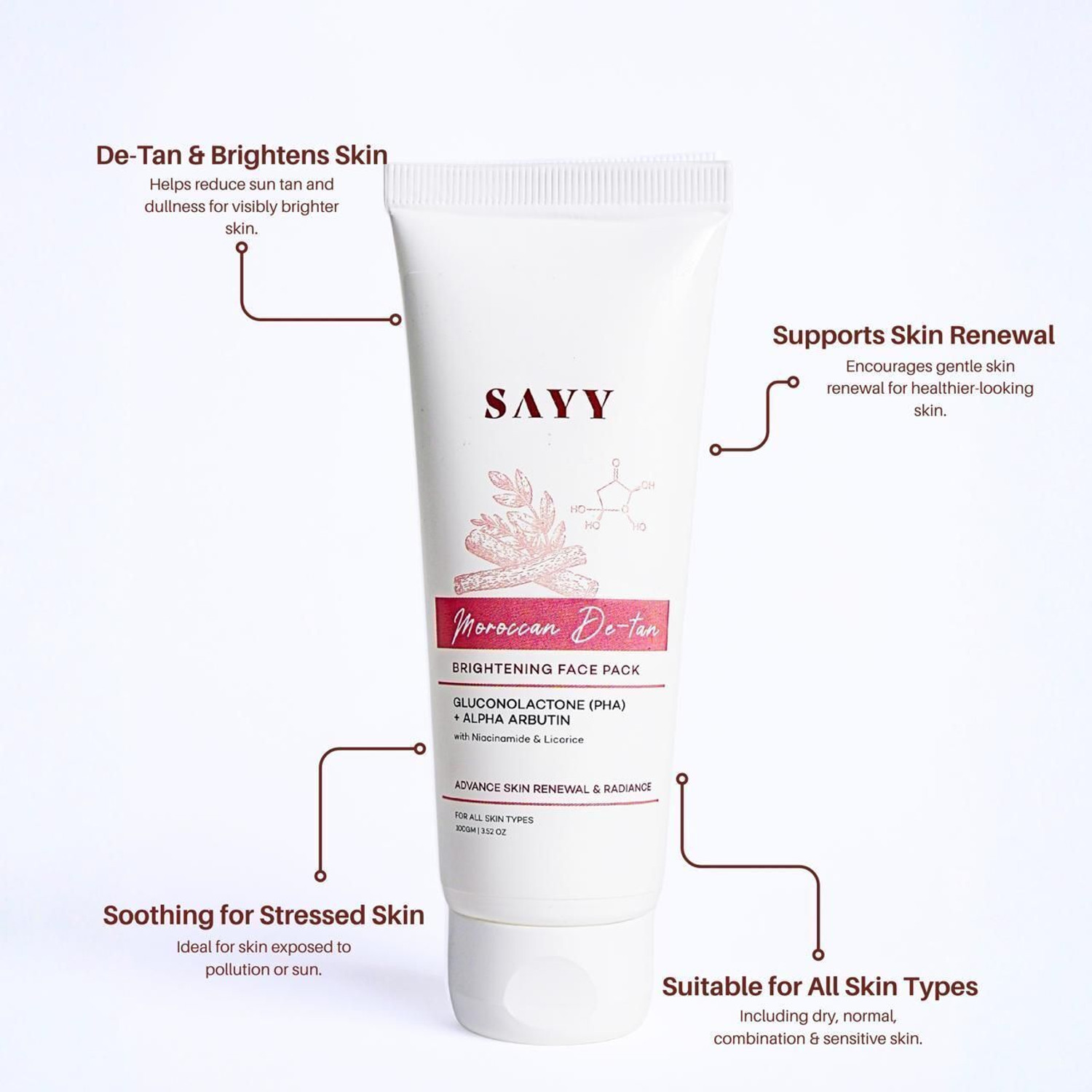 Image of SAYY Moroccan De-tan Brightening face pack for Advance Skin Renewal & Radiance