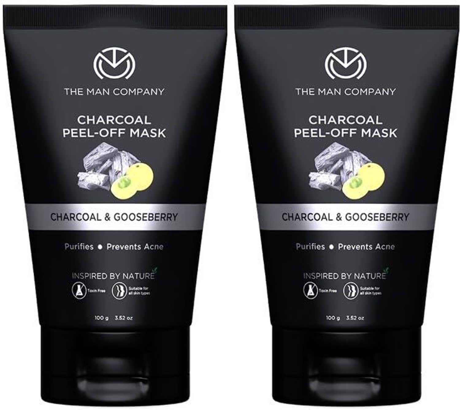 Image of THE MAN COMPANY Activated Charcoal Peel off Mask, Moringa and Gooseberry, Black, pack of 2