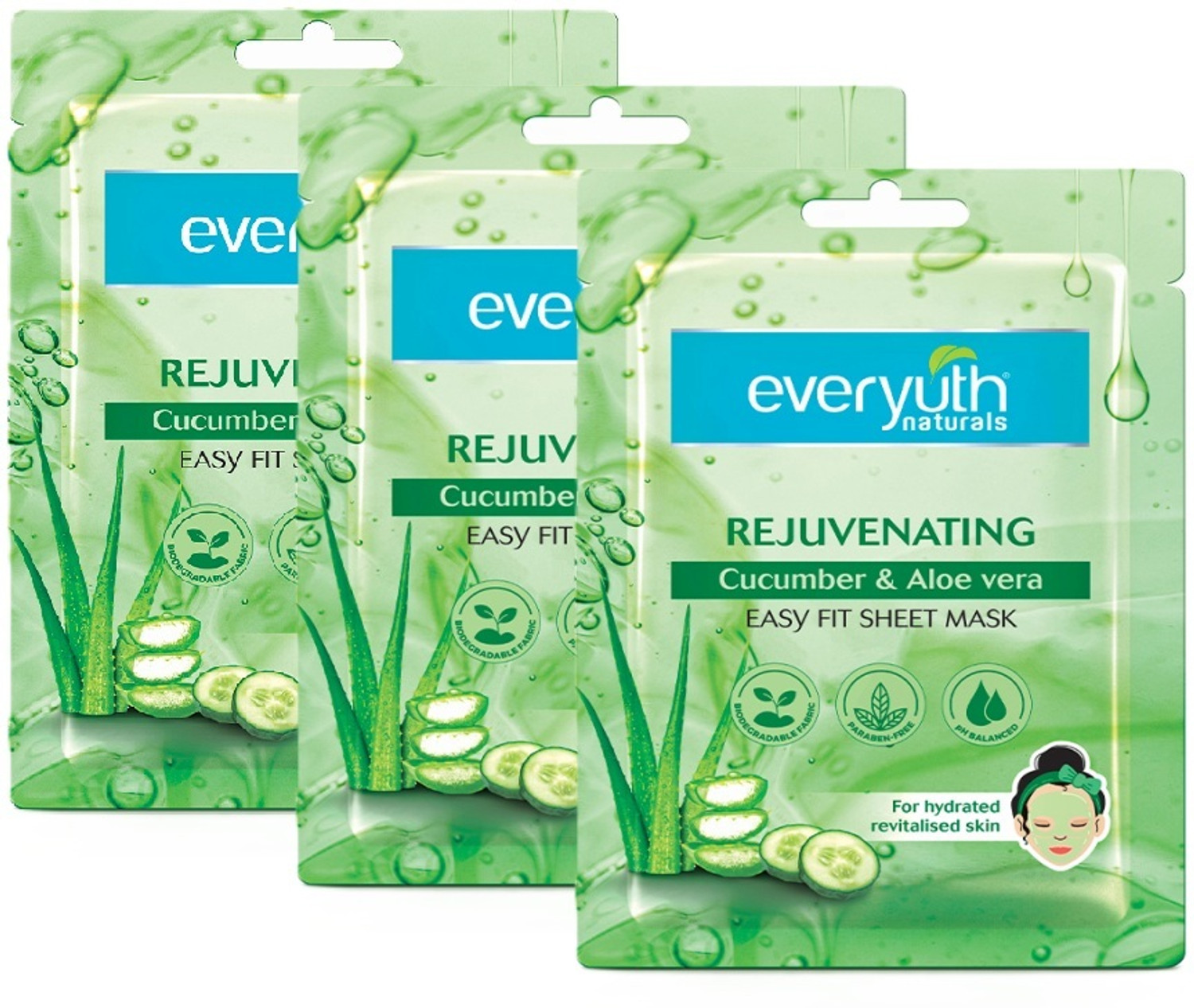 Image of Everyuth Naturals Rejuvenating Cucumber and Aloe VeraSheet Mask.