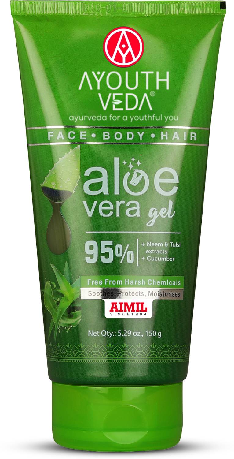AYOUTHVEDA Aloe Vera Gel|Multi Purpose Gel For Face, Body & Hair|With Neem,Tulsi & Cucumber
