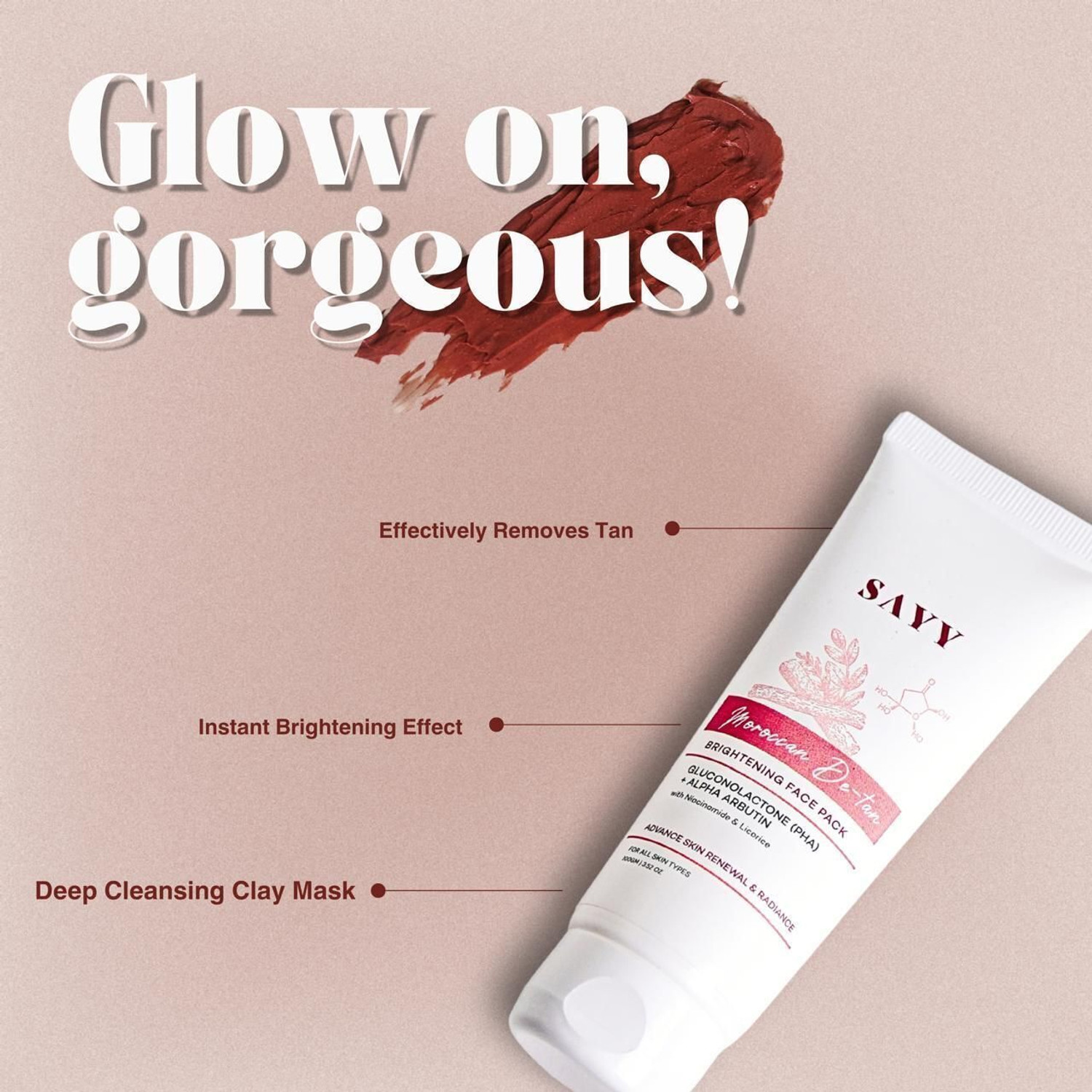 Image of SAYY Moroccan De-tan Brightening face pack for Advance Skin Renewal & Radiance